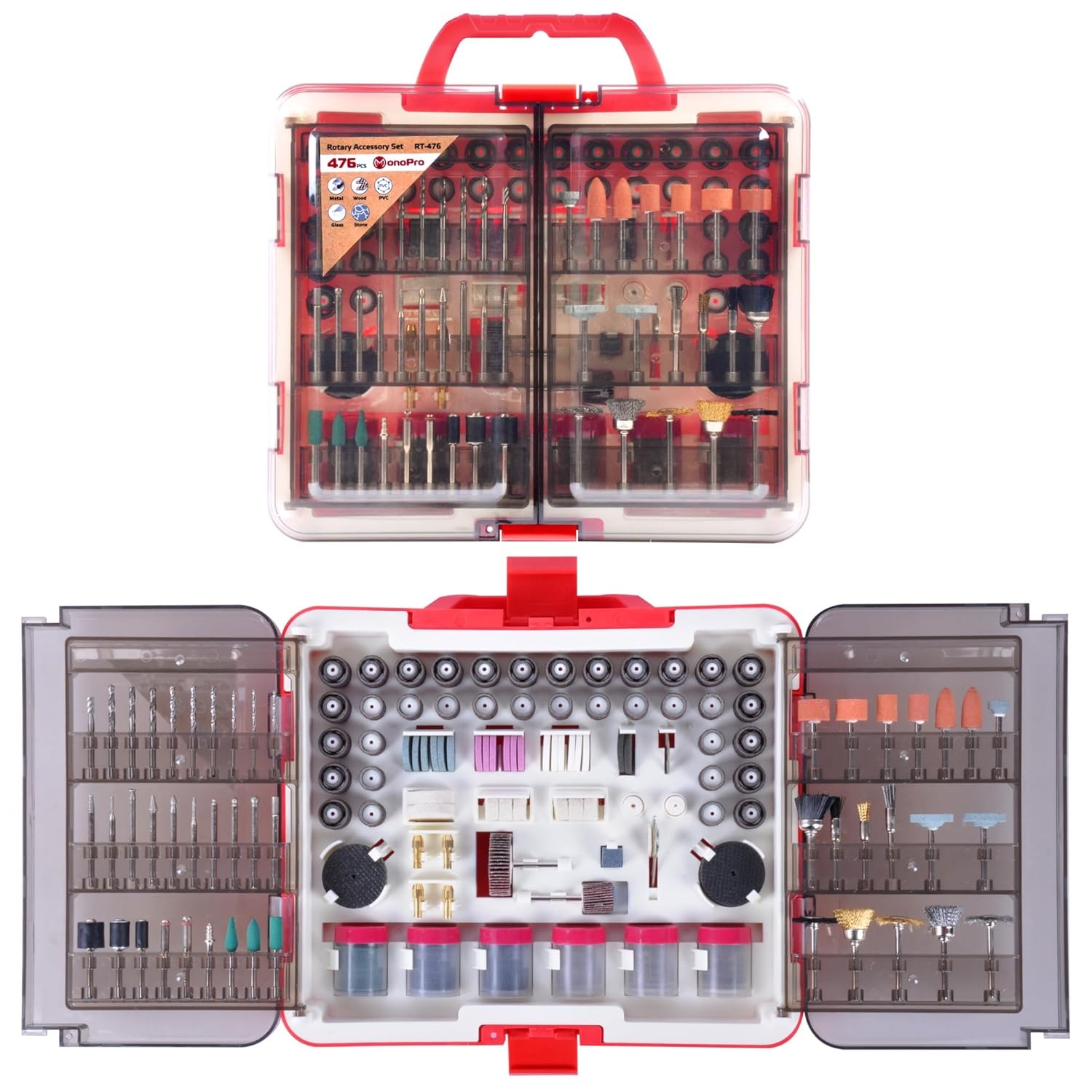 Rotary Tool Accessories Kit 476 PCS Universal Fit 1/8-in Shank Rotary Tool Kit