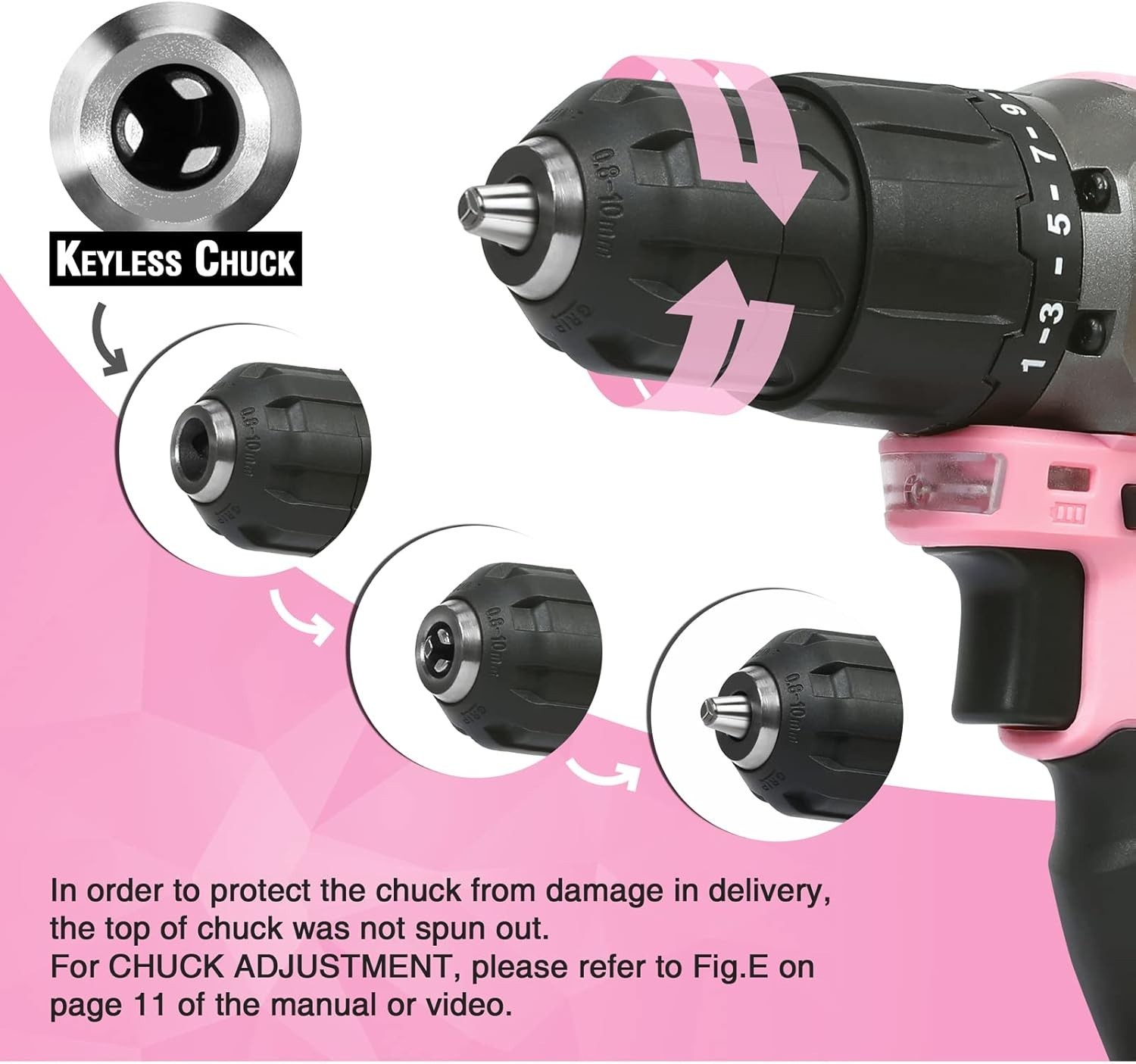 Pink Cordless 20V Lithium-ion Drill Driver Set, 1 Battery, Charger and Storag…