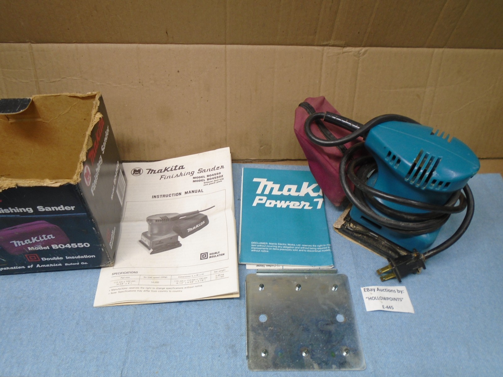 Makita USA B04550 Finishing Sander 1/4&Prime; Sheet Type w/ Dust Bag Tested E445