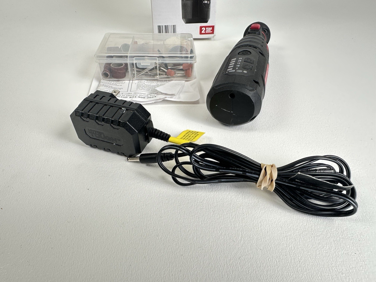 8V Cordless Rotary Tool Kit Accessories LED Light Rechargeable Red
