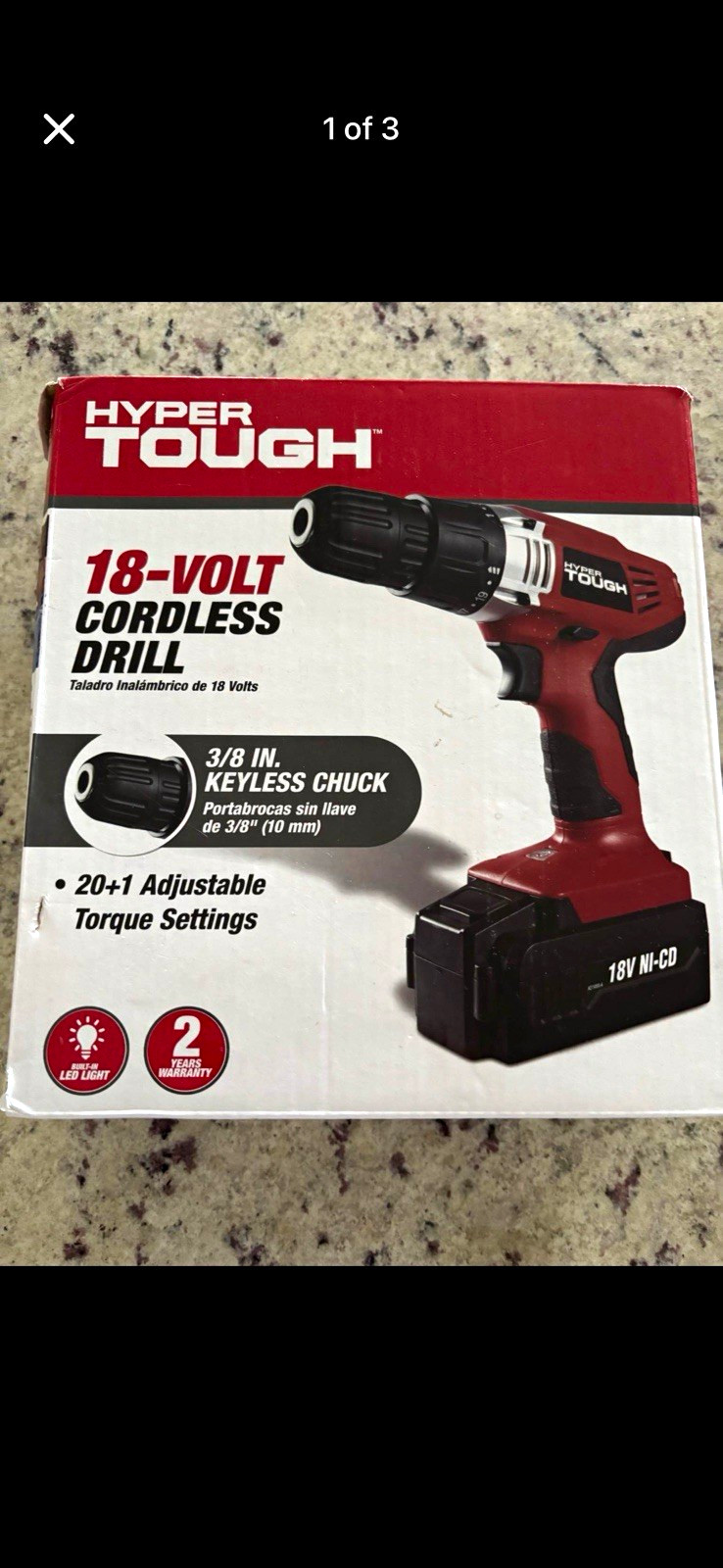 HYPER Tough 18V Cordless Drill 3/8 in Keyless Chuck NiCd Battery & Charger
