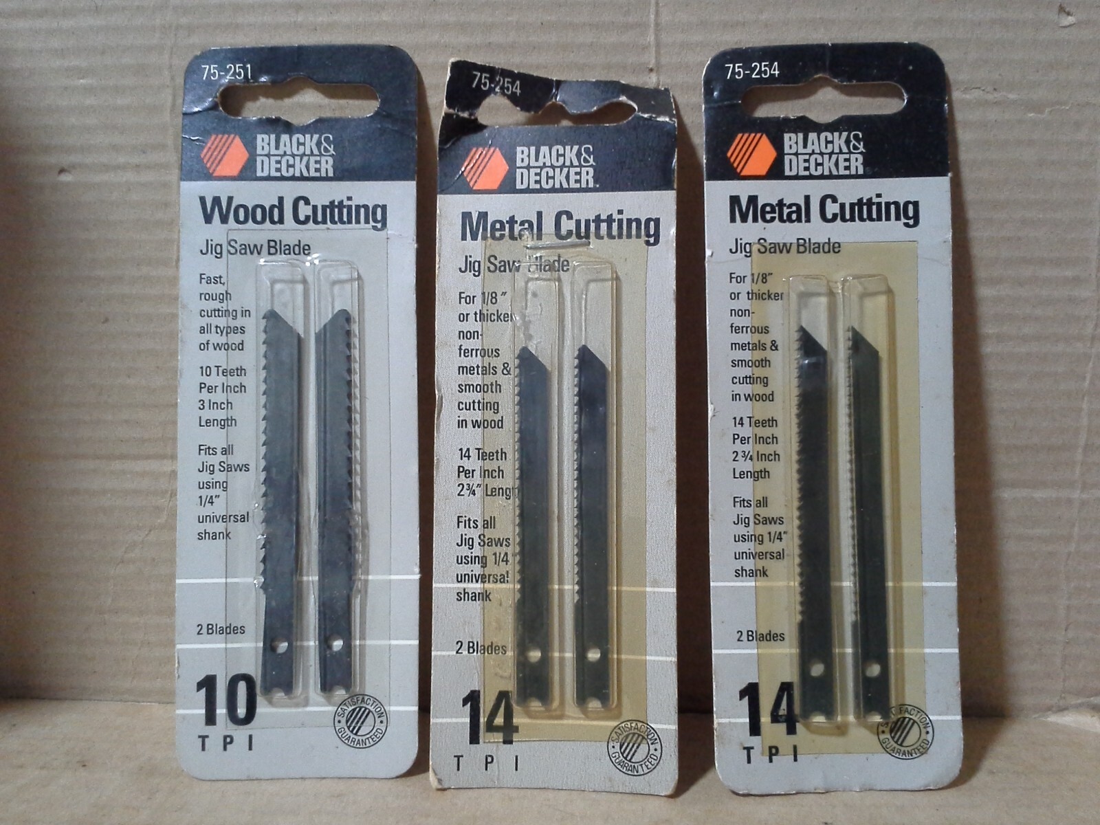 Black & Decker 75-254 Metal Cutting & 75-251 Wood Cutting Jigsaw Blade, New