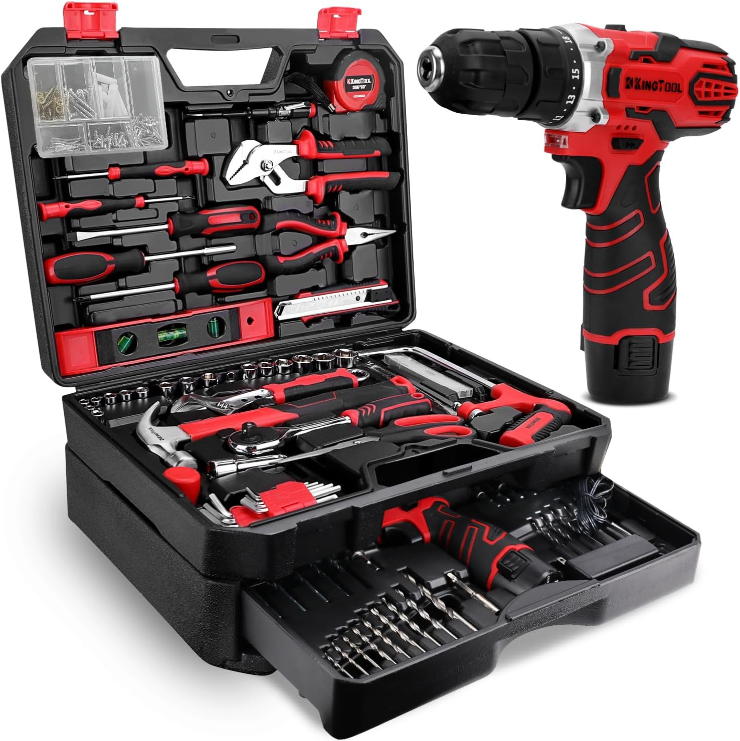 276-Piece Tool Set Kit – Tool Kit with 12V Cordless Power Drill Driver Toolbox S