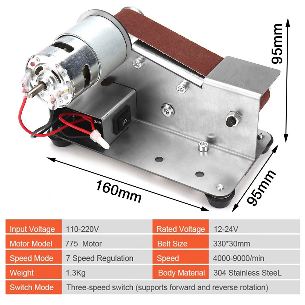 30x330mm Belt Sander Polishing Sharpening Machine Fixed Bench Sanding Grinder