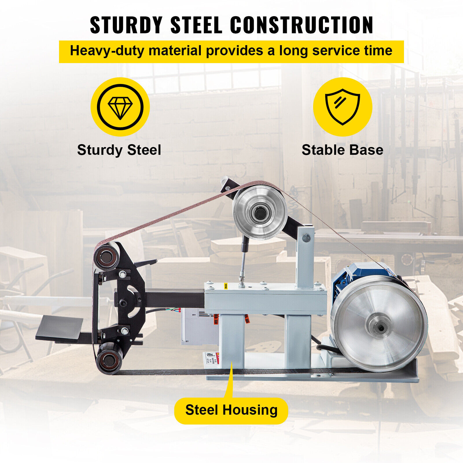 Belt Grinder 2&Prime; X 82&Prime; Complete Chassis with 2HP Motor & VFD Combo 3 in 1
