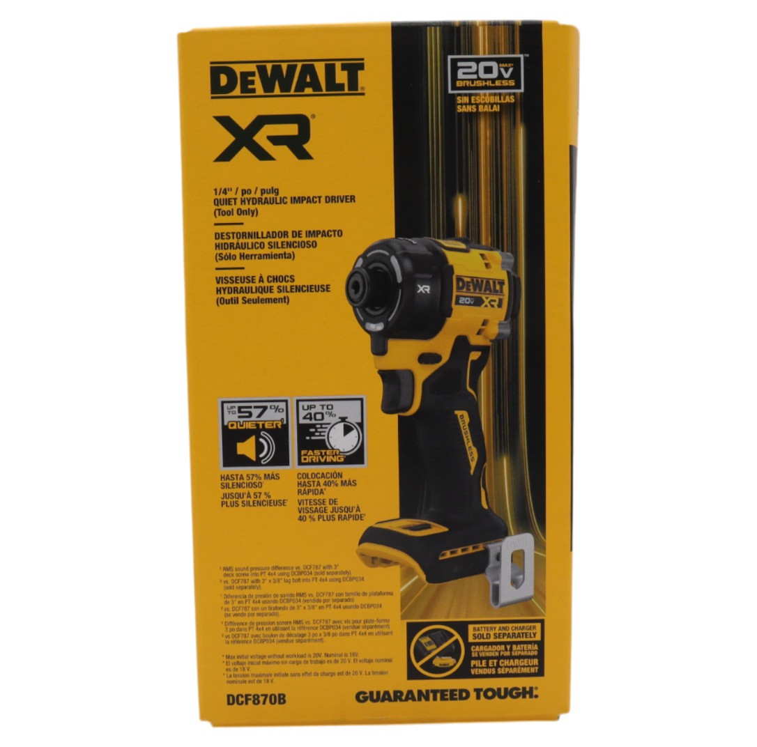 DeWalt DCF870B 20V Hydraulic Cordless 1/4&Prime; Impact Driver, 500 in-lb (Tool-Only)