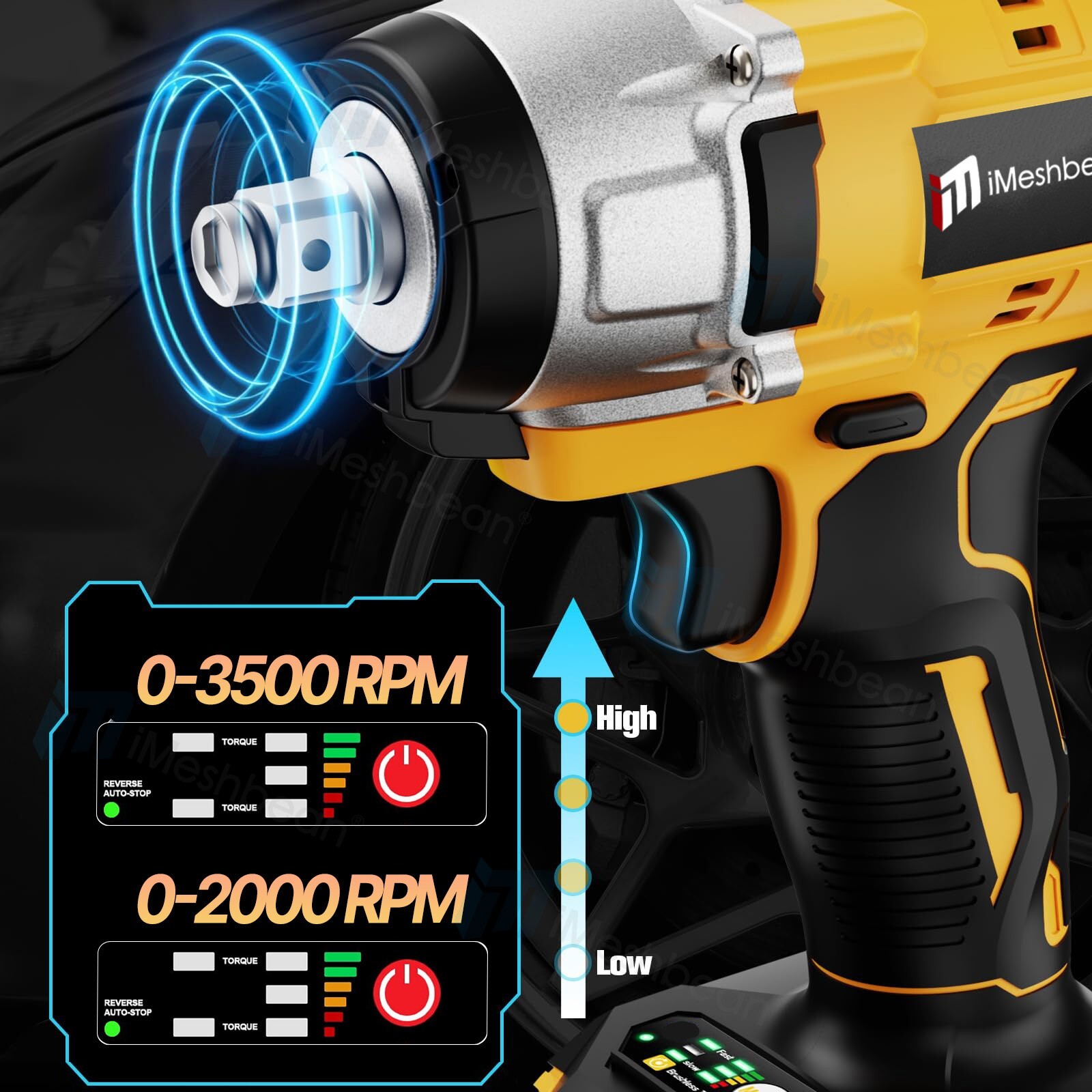 Brushless Cordless 1/2&Prime; High Torque Electric Impact Wrench Drill 800Nm 1 Battery