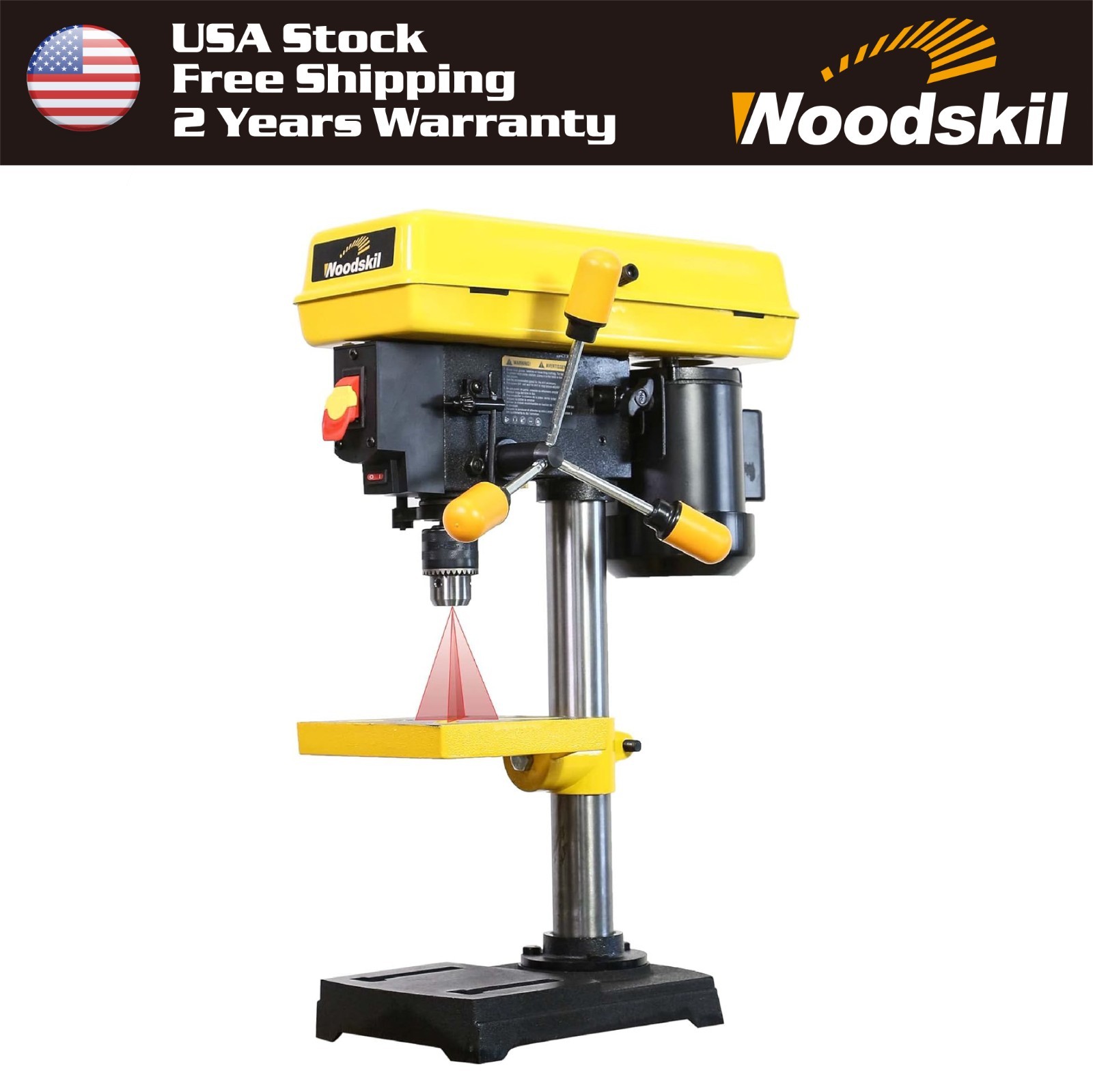 Woodskil 8 Inch Drill Press, 2.3 Amp 5-Speed Bench Drill Press with Laser Guide