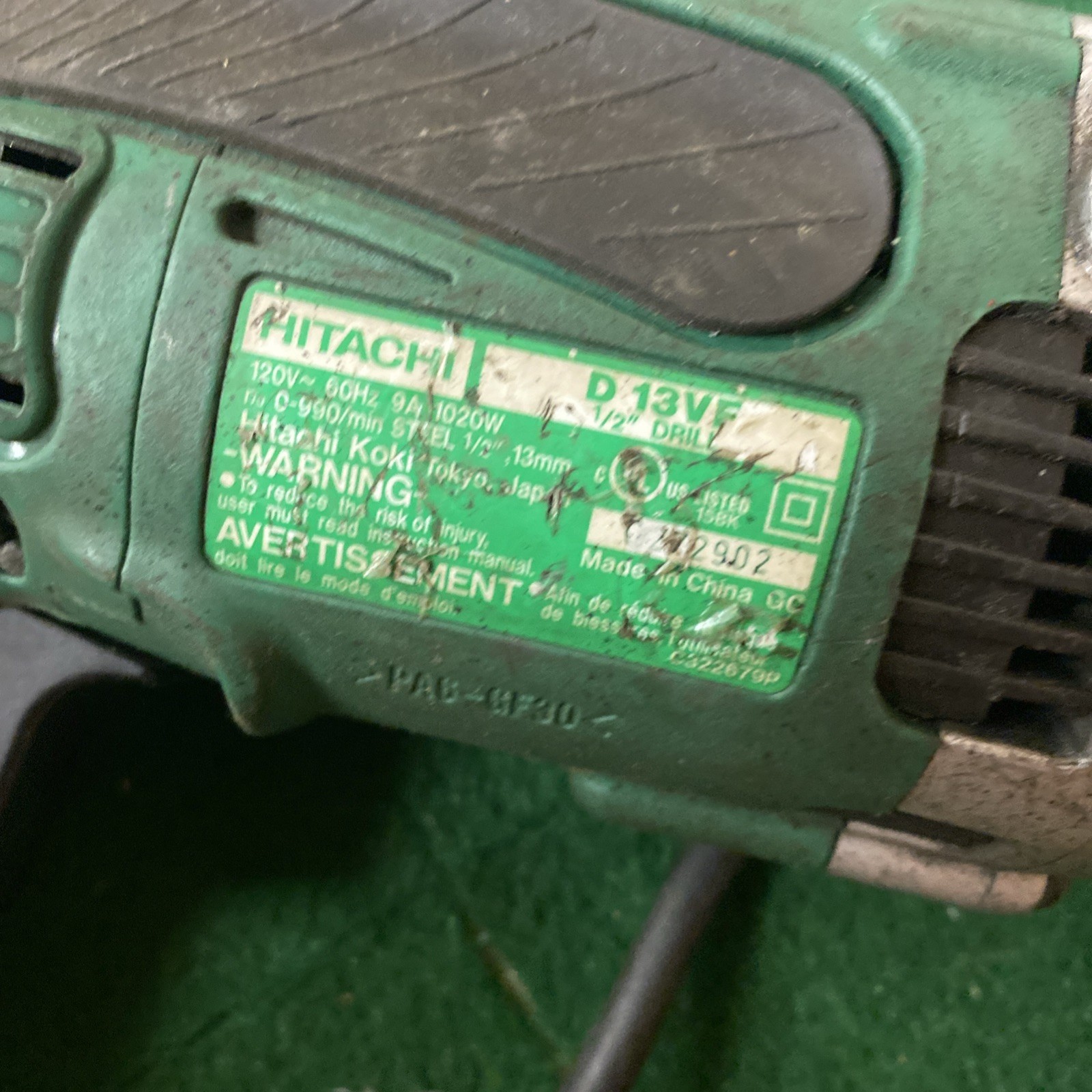 Hitachi D13VF 9.0 Amp 1/2&Prime; Corded Drill Tested Working