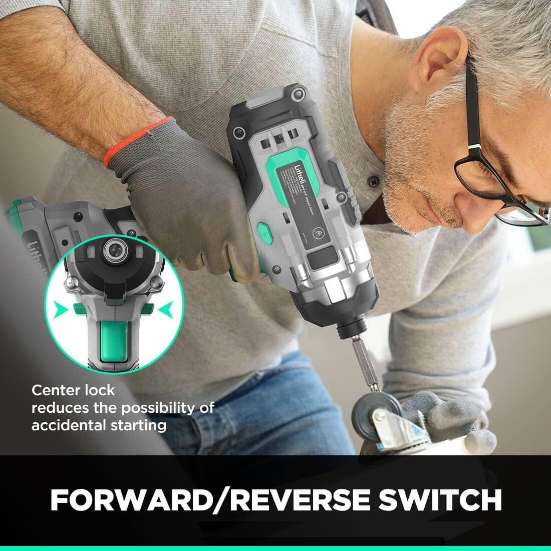 Cordless Impact Driver 20V, 1150 In-Lbs Torque, 1/4″ Quick-Release Hex Chuck, 3