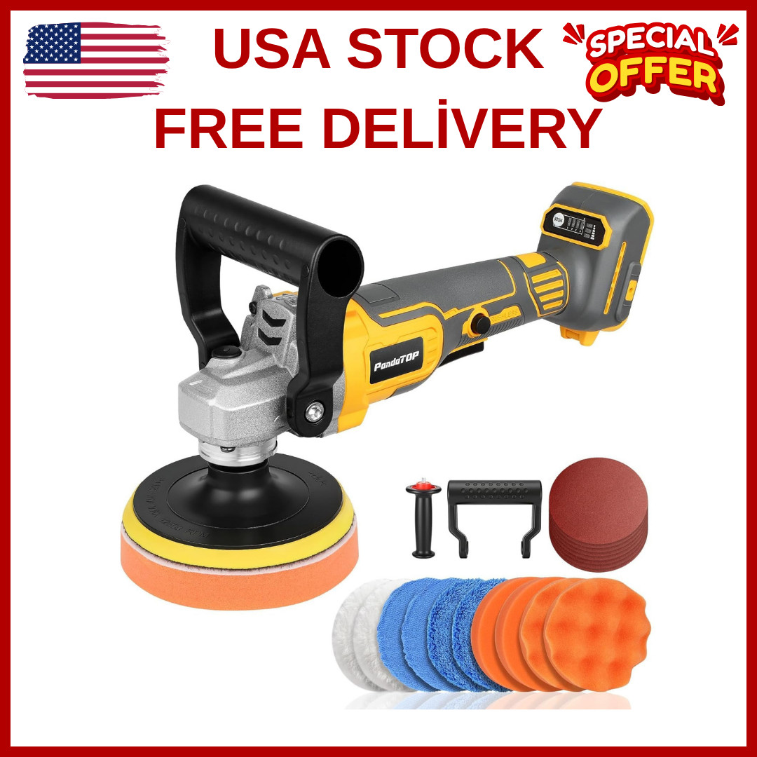 Cordless Buffer Polisher for De-Walt 20V Max Battery, Brushless Rotary Car Buffe