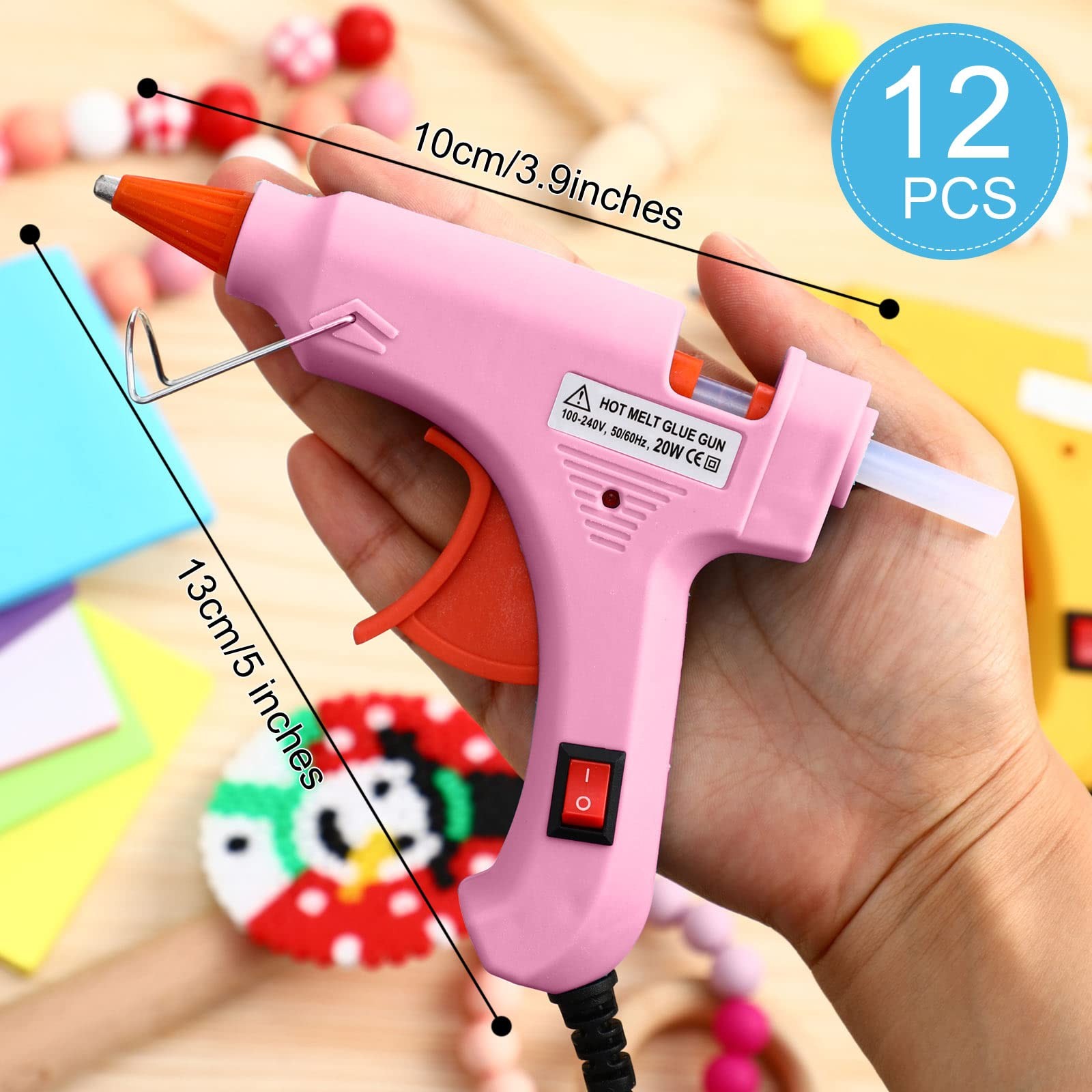 Zhengmy 12 Pcs Mini Glue Gun Crafts Hot Melt Guns Low Temp Multicolor