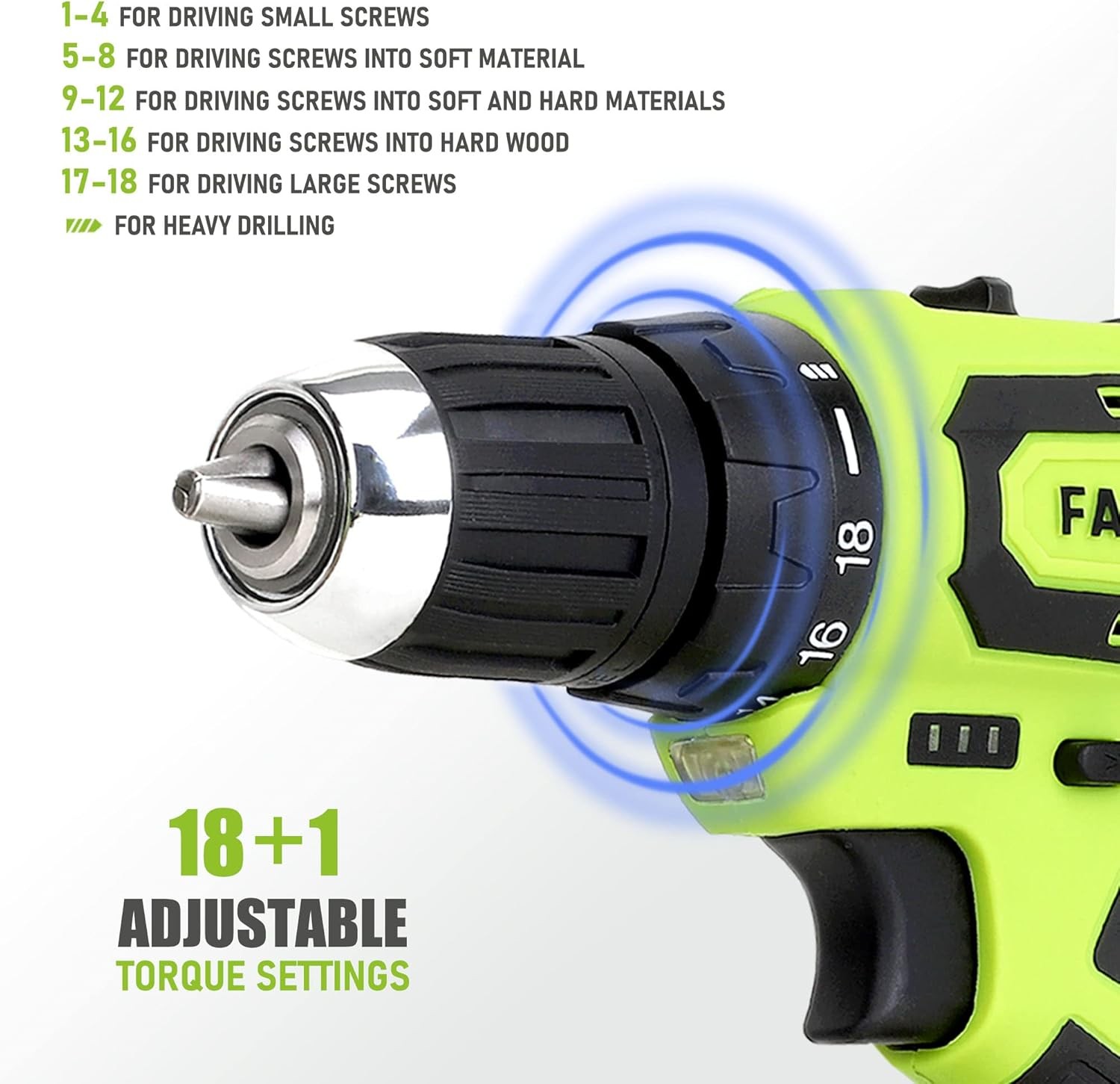 177-Piece 20V Cordless Lithium-ion Drill Driver and Home Tool Green