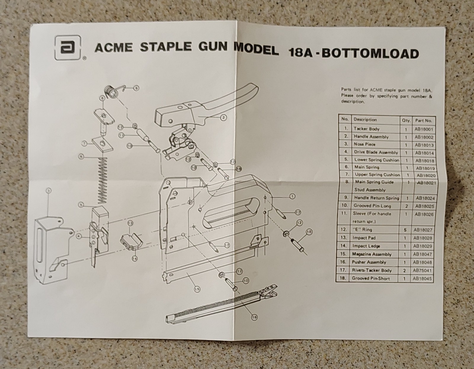 Acme Staple Gun for Wire & Cable – Model 18A – New