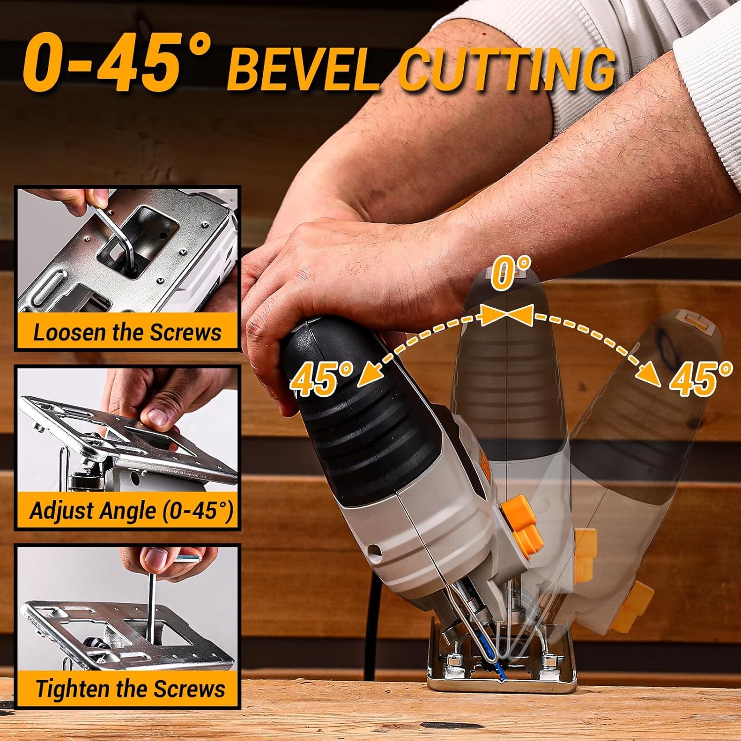 DEKOPRO Electric Jigsaw Tool Power Jig Saws for Woodworking 6 Variable Speed