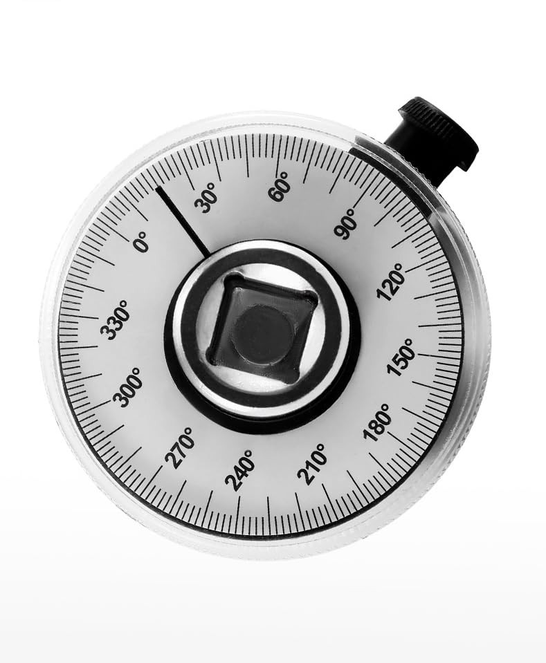 1/2 Inch Torque Wrench Angle Gauge Tool, 360° Adjustable 1/2&Prime; Drive Silver