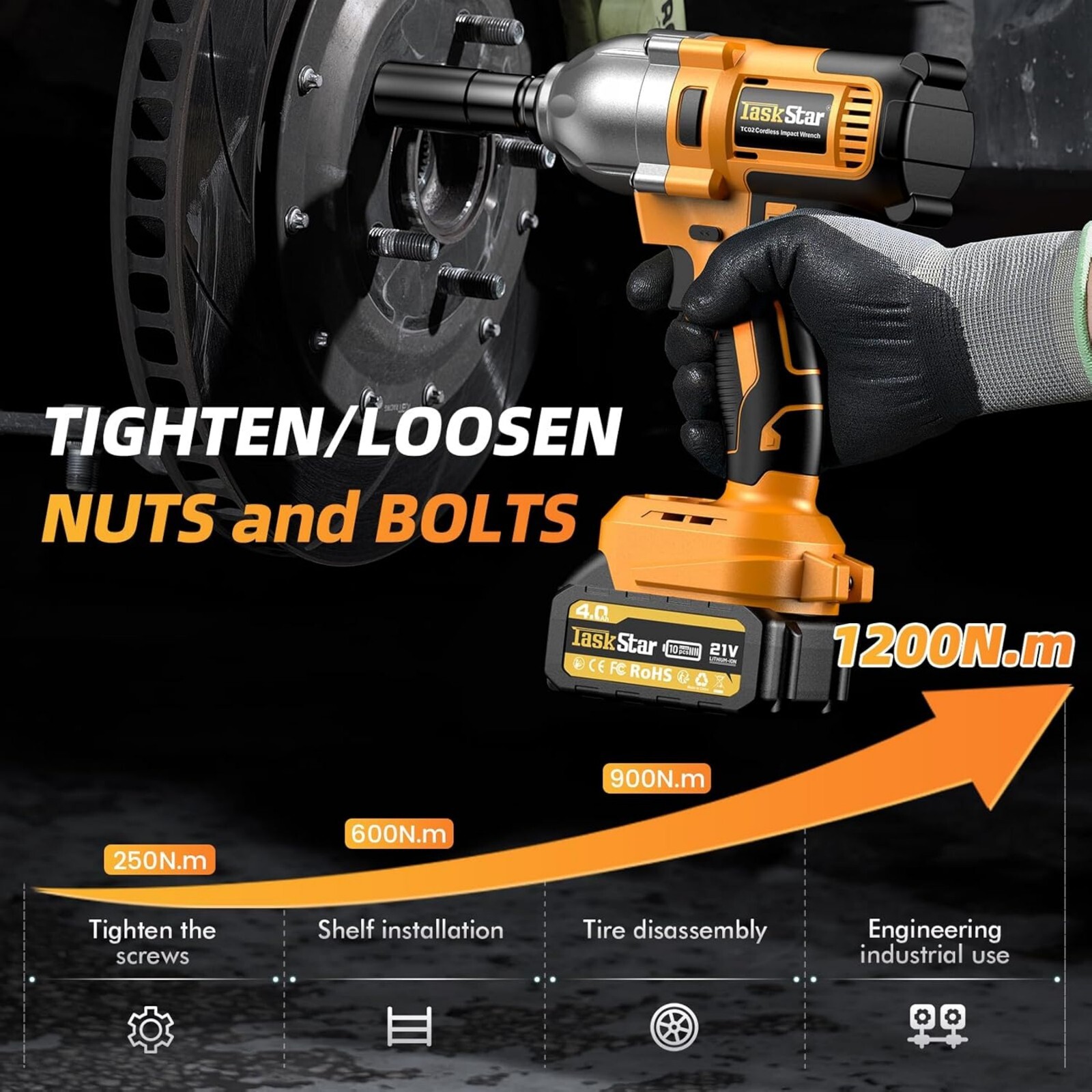 Electric Cordless 3/8&Prime; Rachet Wrench, 1/2&Prime; 1200NM Impact Wrench Combo Tool Kit