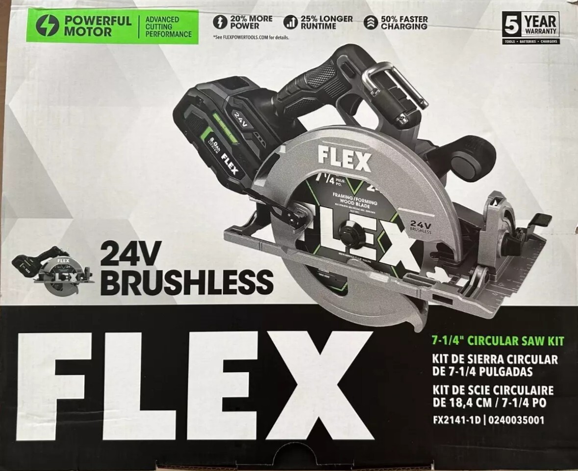 Flex FX2141-1D 24V 7-1/4&Prime;Circular Saw Kit w/ 8.0Ah Battery, Charger and more…