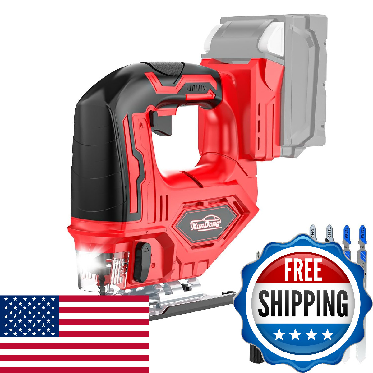 Xundong Cordless Jig Saw Compatible Milwaukee 18V Battery 2900Rpm Max Motor