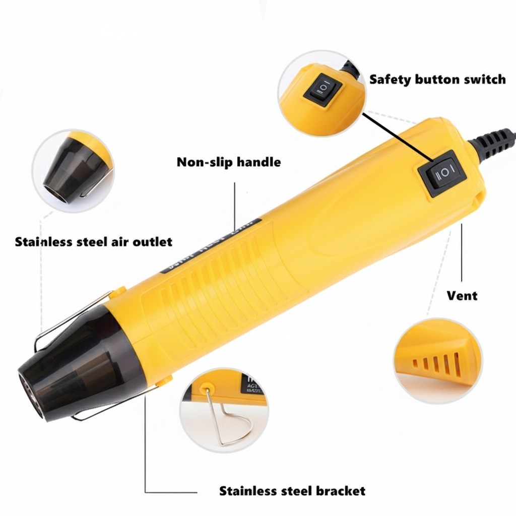 Professional Mini Heat Gun Compact Electric Hot Air Gun with Stand 750°F Max