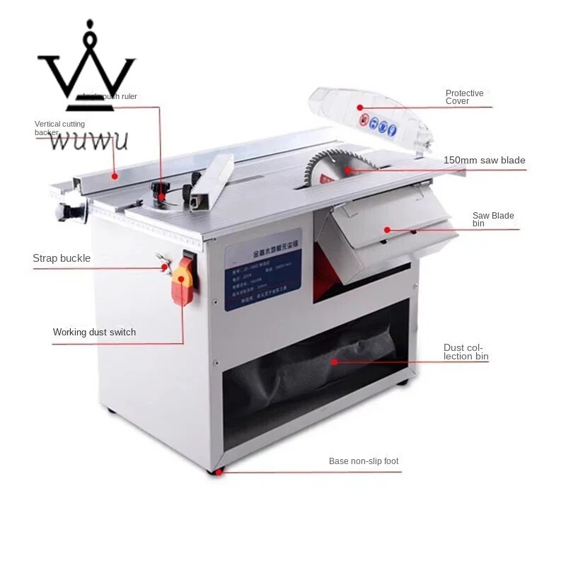 1500W Electric Dust-Free Sliding Table Saw Woodworking Floor Miter Cutting