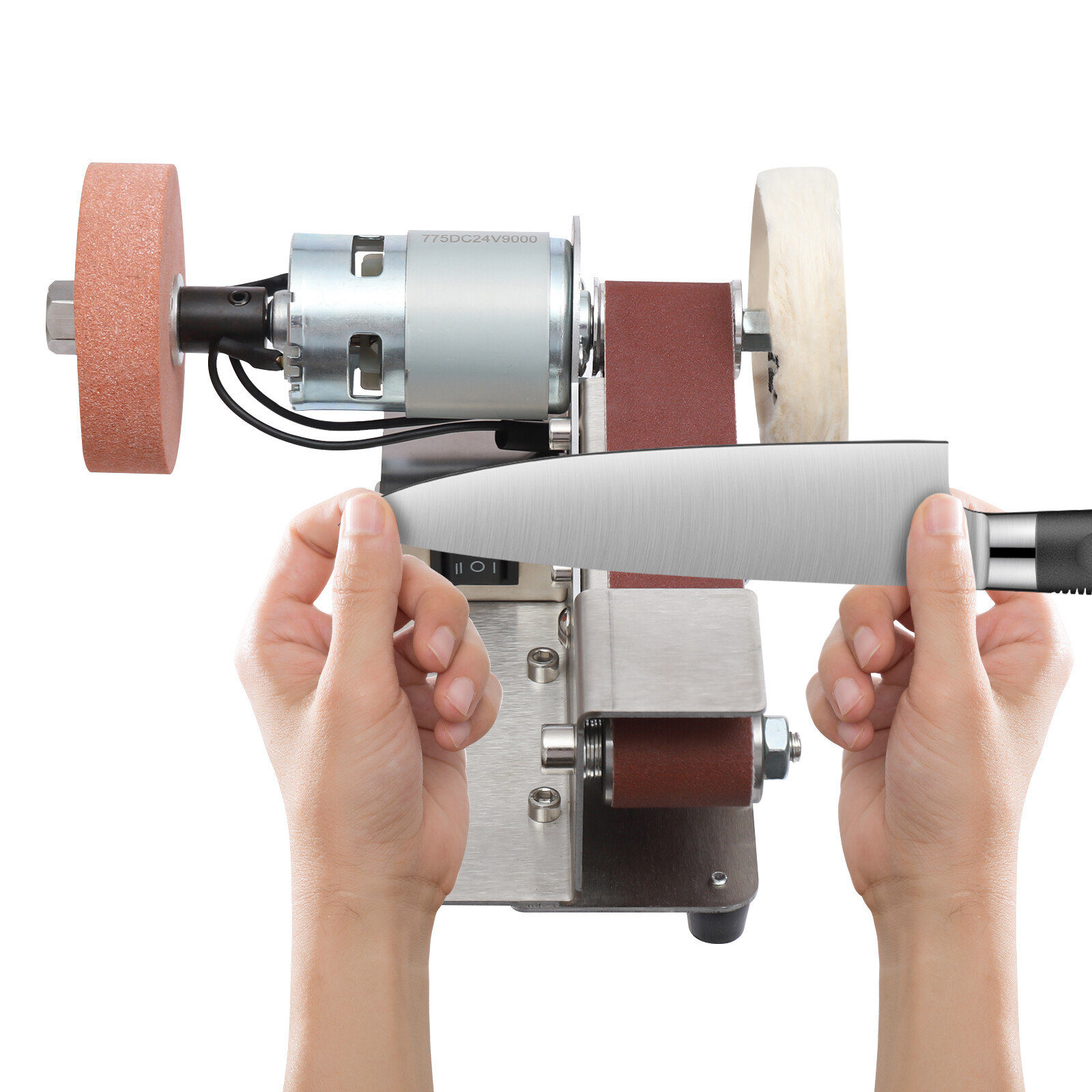 Electric Small Belt Sander&7-Stage Adjustable Polisher with 20pcs Belt 9000r/min
