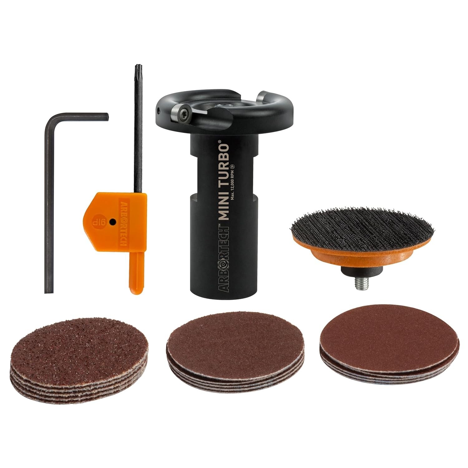 Efficient Mini Turbo Carving Tool for Angle Grinders with Assorted Sanding Discs