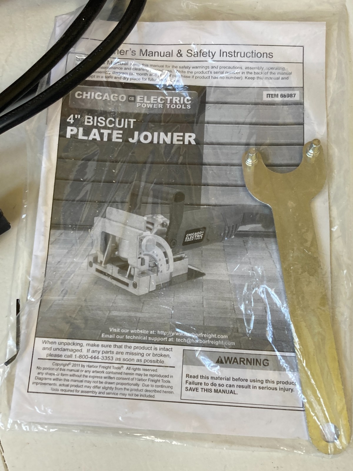 Chicago Electric 4&Prime; Biscuit Plate Joiner Item 68987 manual wrench w/ Biscuits
