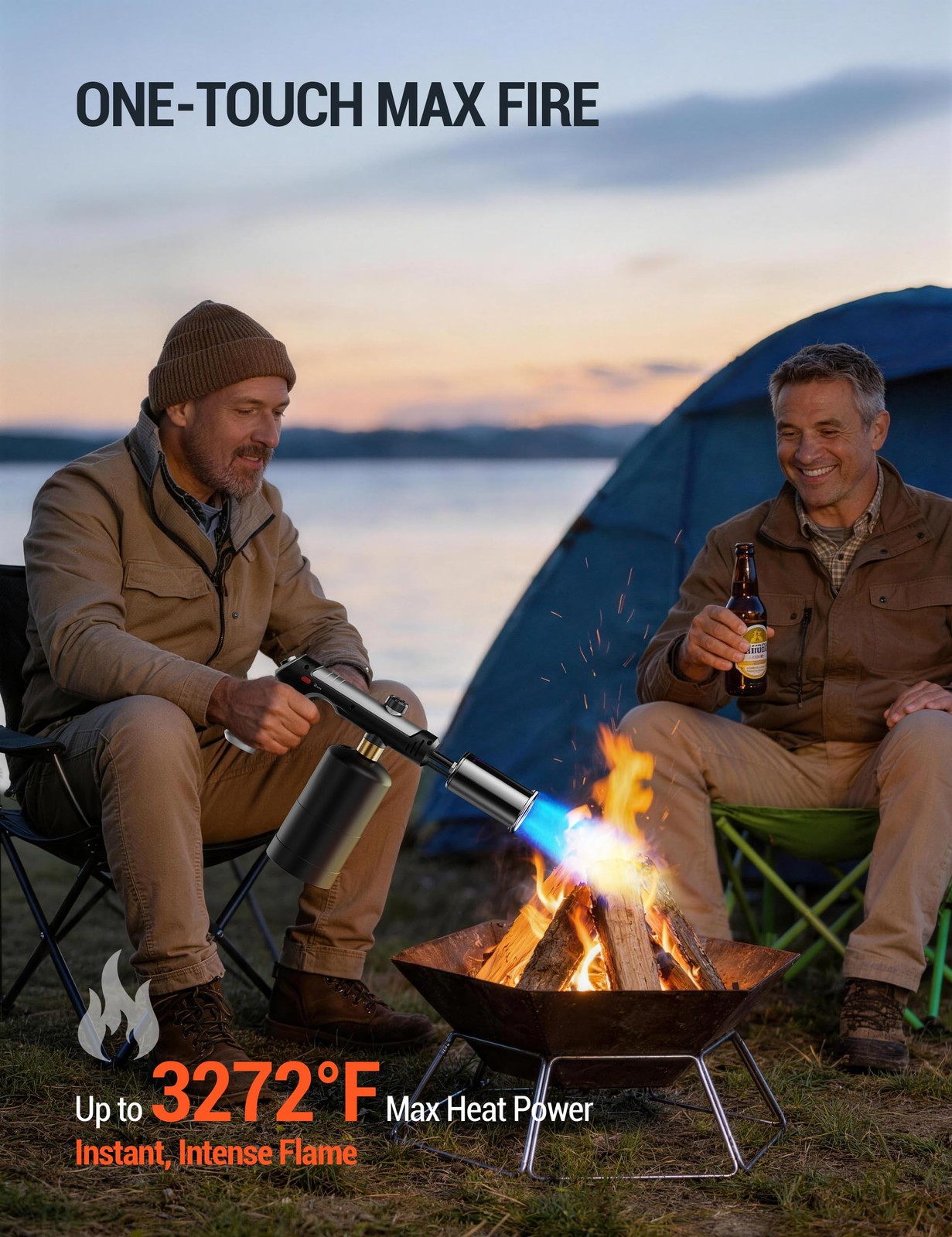 Propane Torch with -Touch Max Fire, Cooking Blow Torch with Safety Lock, Ligh…