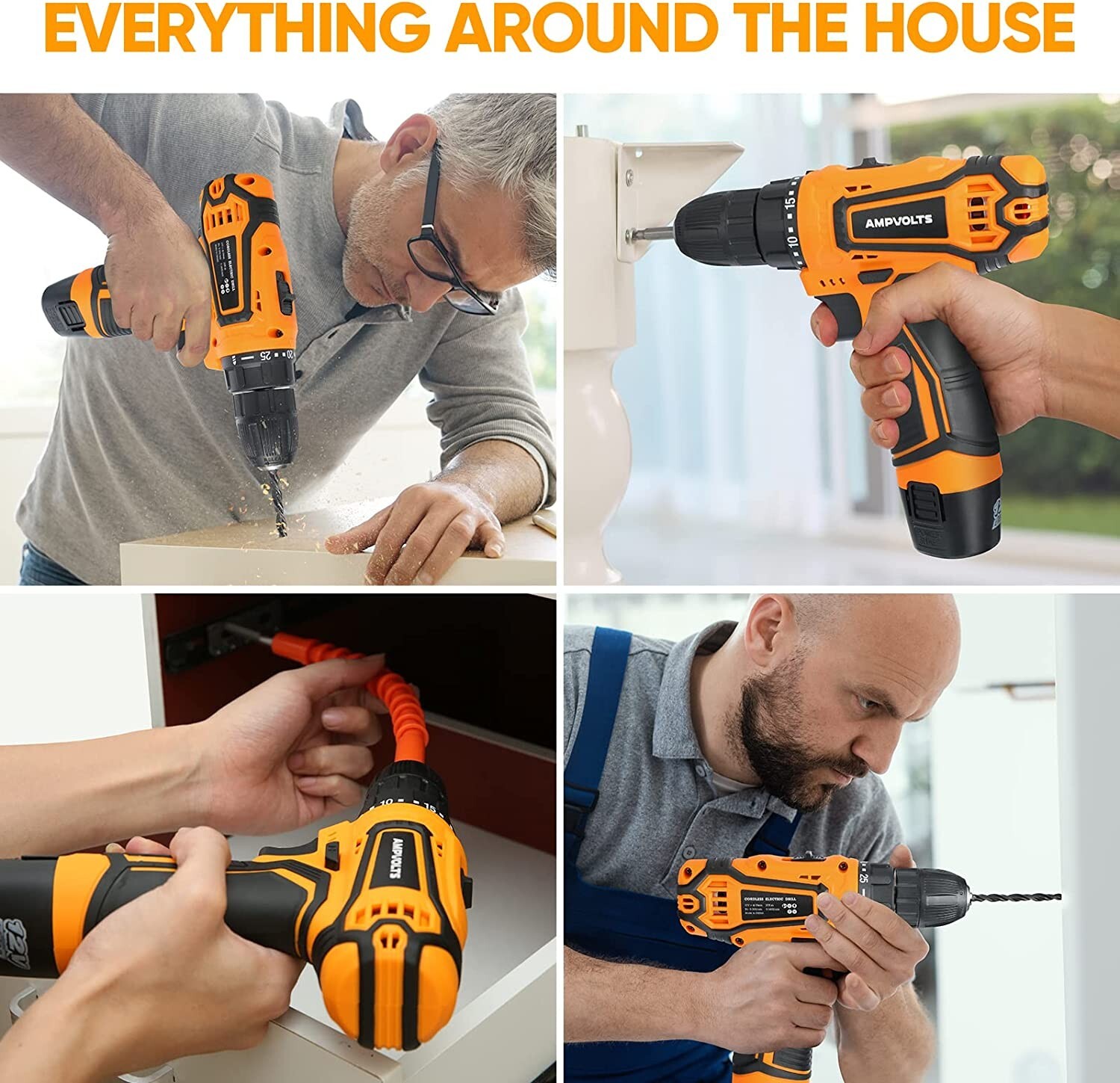 Cordless Drill Set, Ampvolts 12V Max Lithium-Ion Cordless Power Drill,