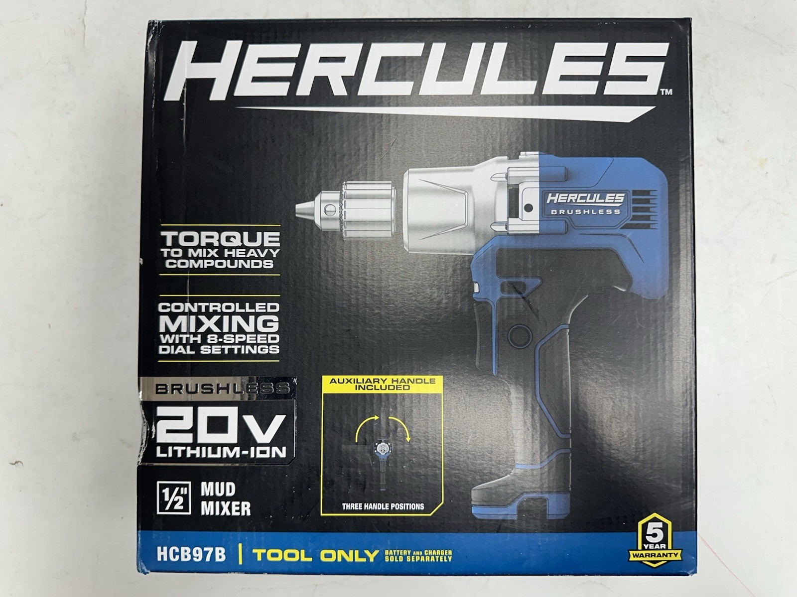 Hercules HCB97B 20V Torque Mud Mixer Heavy Compounds Speed 1/2&Prime; Tool Only NEW