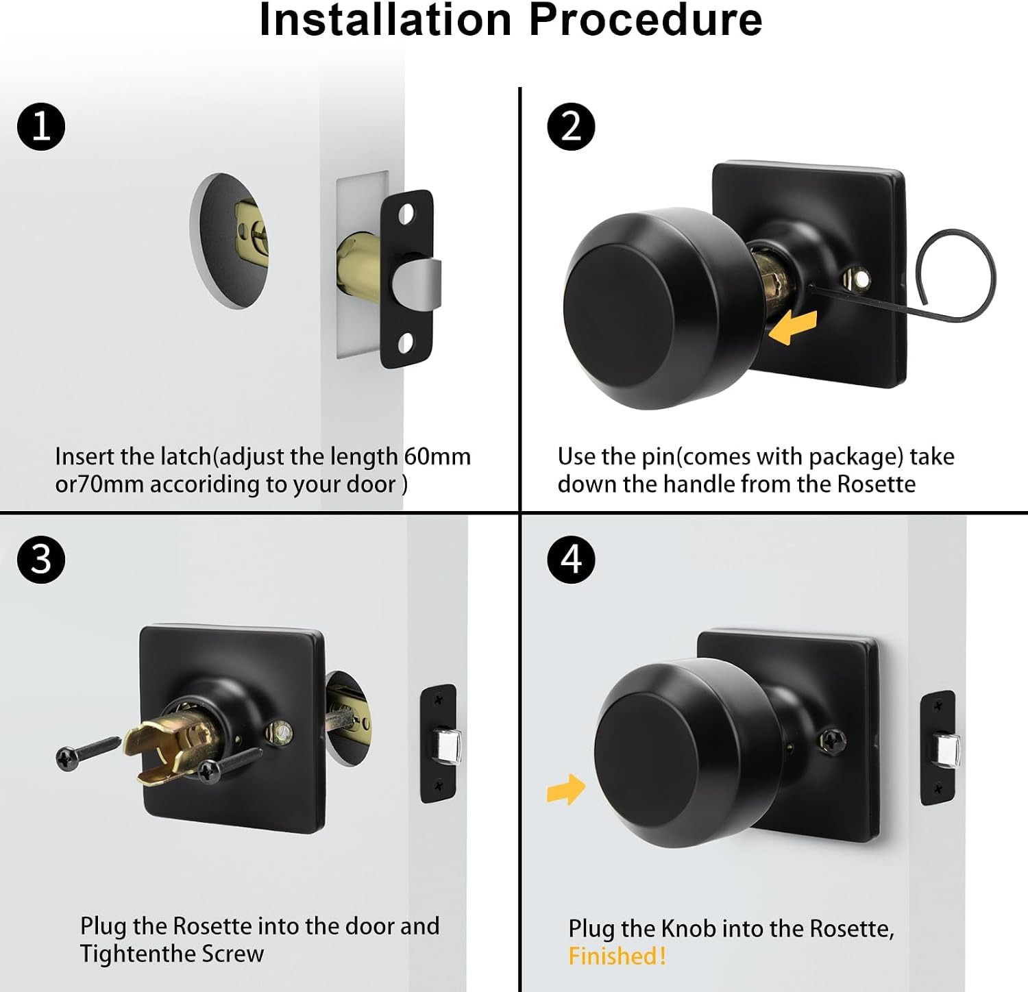 Matte Black Door Knobs Interior, Bedroom Door Knob Bathroom, Interior Door Knobs