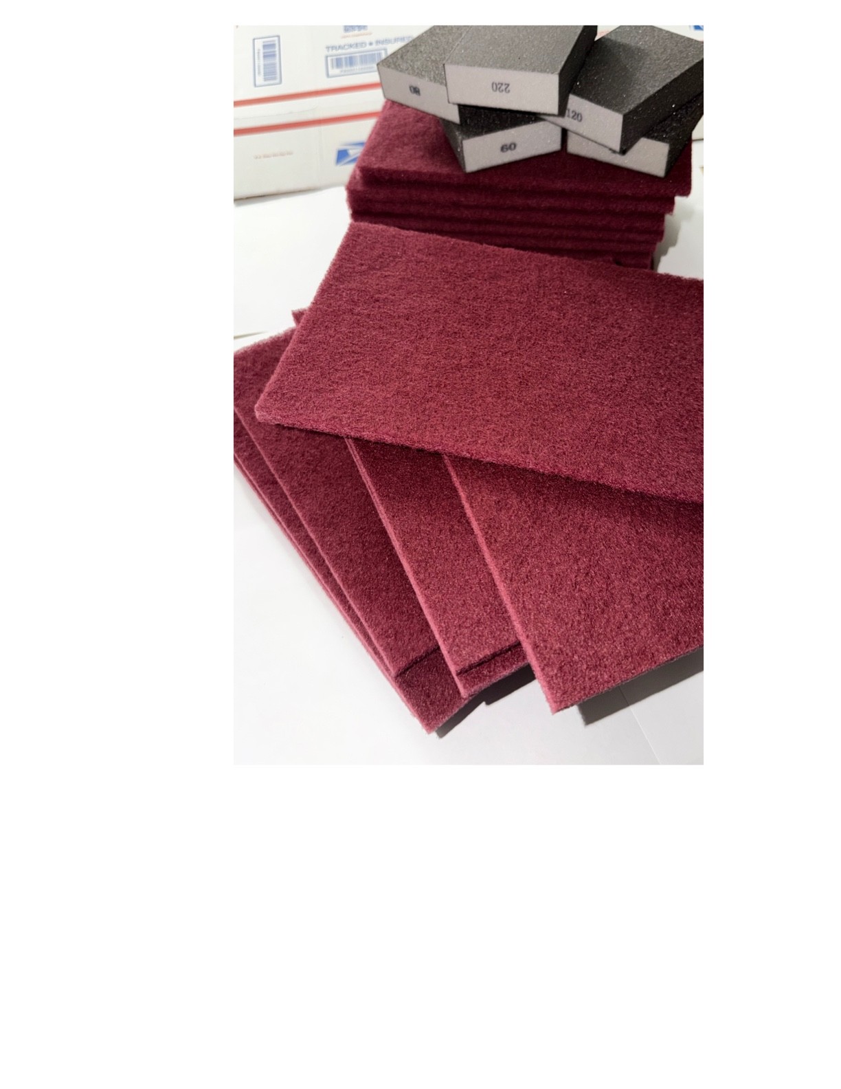 6&Prime; x 9&Prime; Maroon General Purpose FINE Scuff Pads 25 Pack Plus 5 sanding sponges
