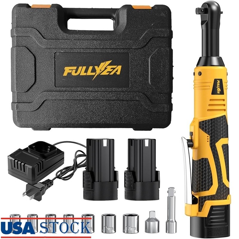Cordless Electric Ratchet Wrench Set 3/8 Inch 550RPM 40Ft-lbs Variable Speed Kit