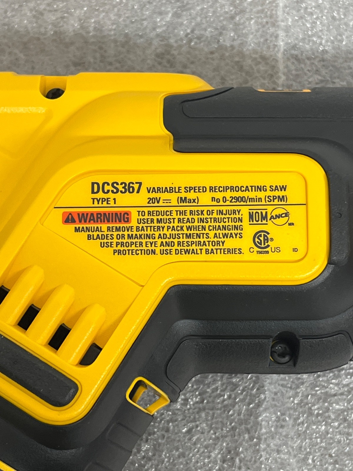 DEWALT DCS367B 20V MAX XR Cordless Brushless Compact Reciprocating Saw Tool Only