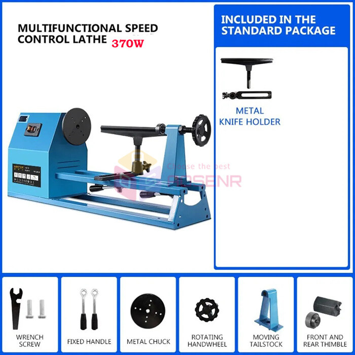 370W/550W Multifunctional Woodworking Speed Lathe DIY Wood Turning Machine