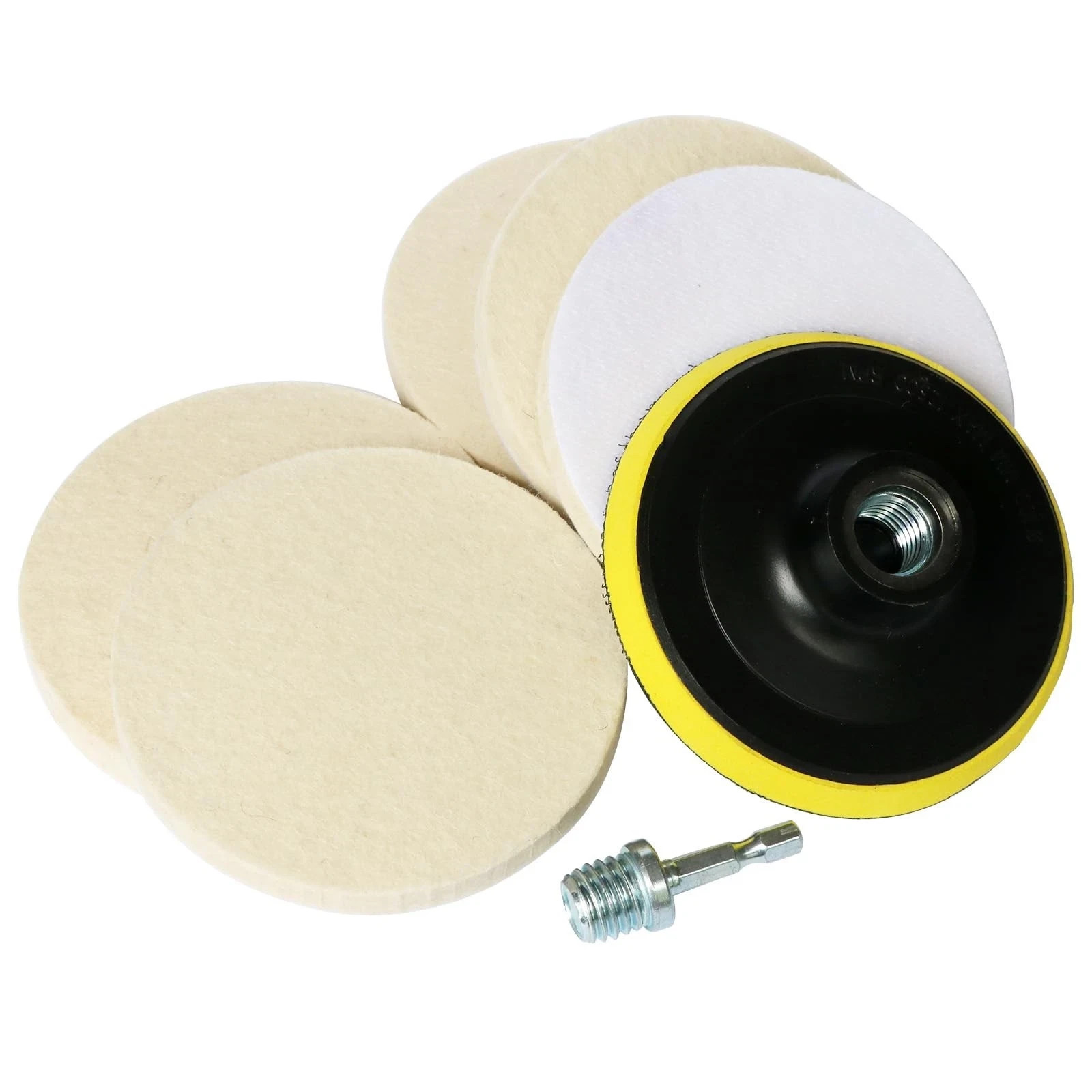 4 Inch Wool Felt Polishing Pad Buffing Wheel Kit for Drill 7PCS