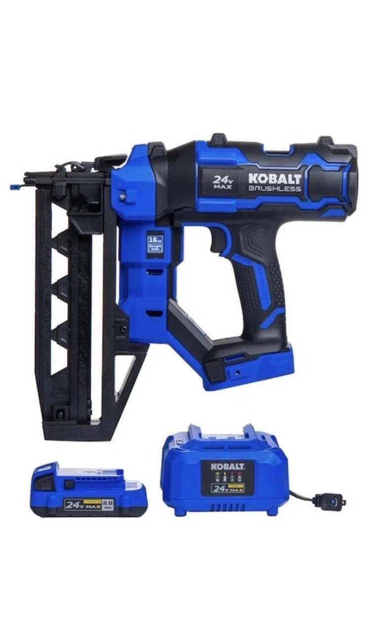 KOBALT XTR 2-1/2” 16 -Gauge Cordless Straight Finish Nailer W/Battery, Charger