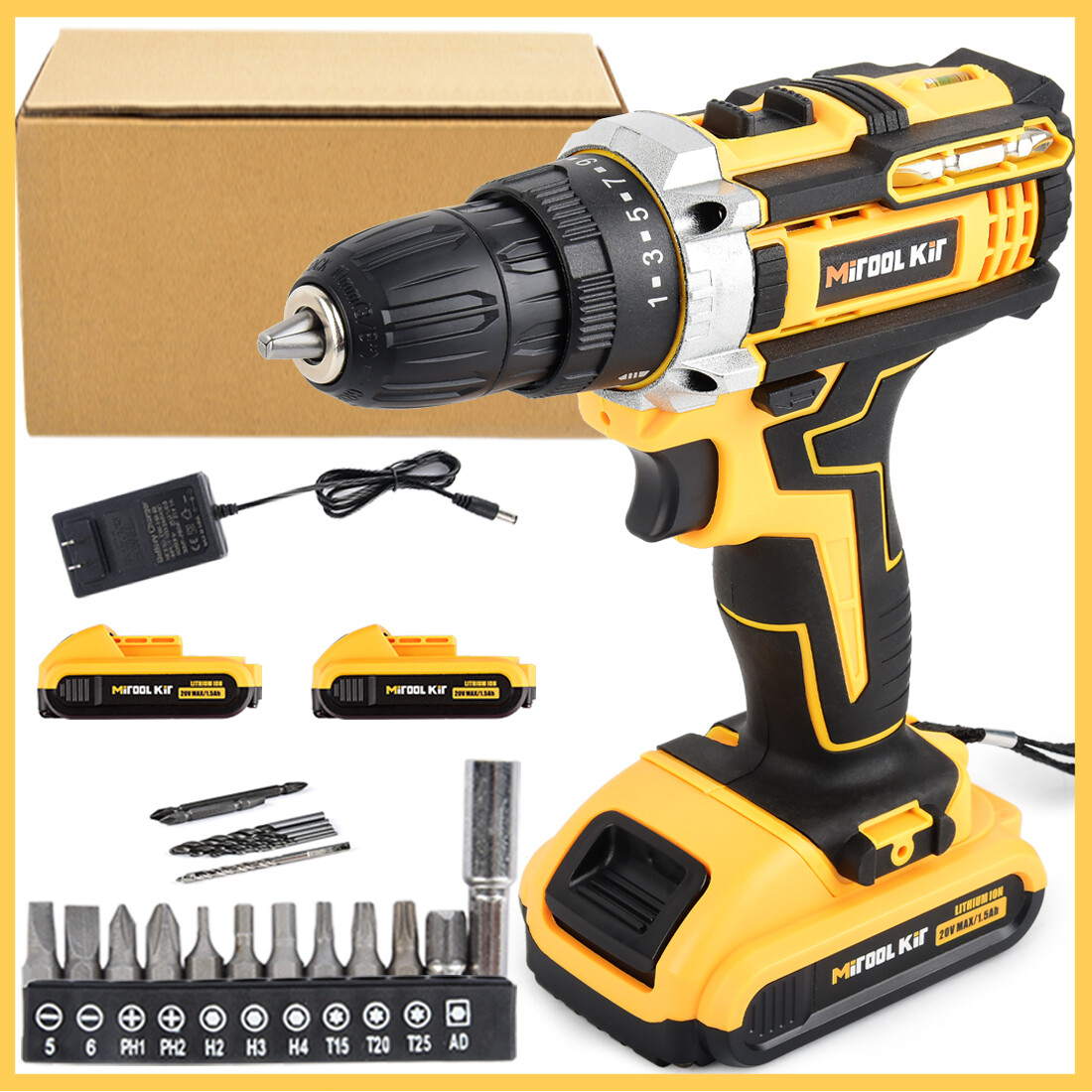 Cordless Brushless Impact Driver Hammer Drill Combo Kit with 2 Battery & Charger