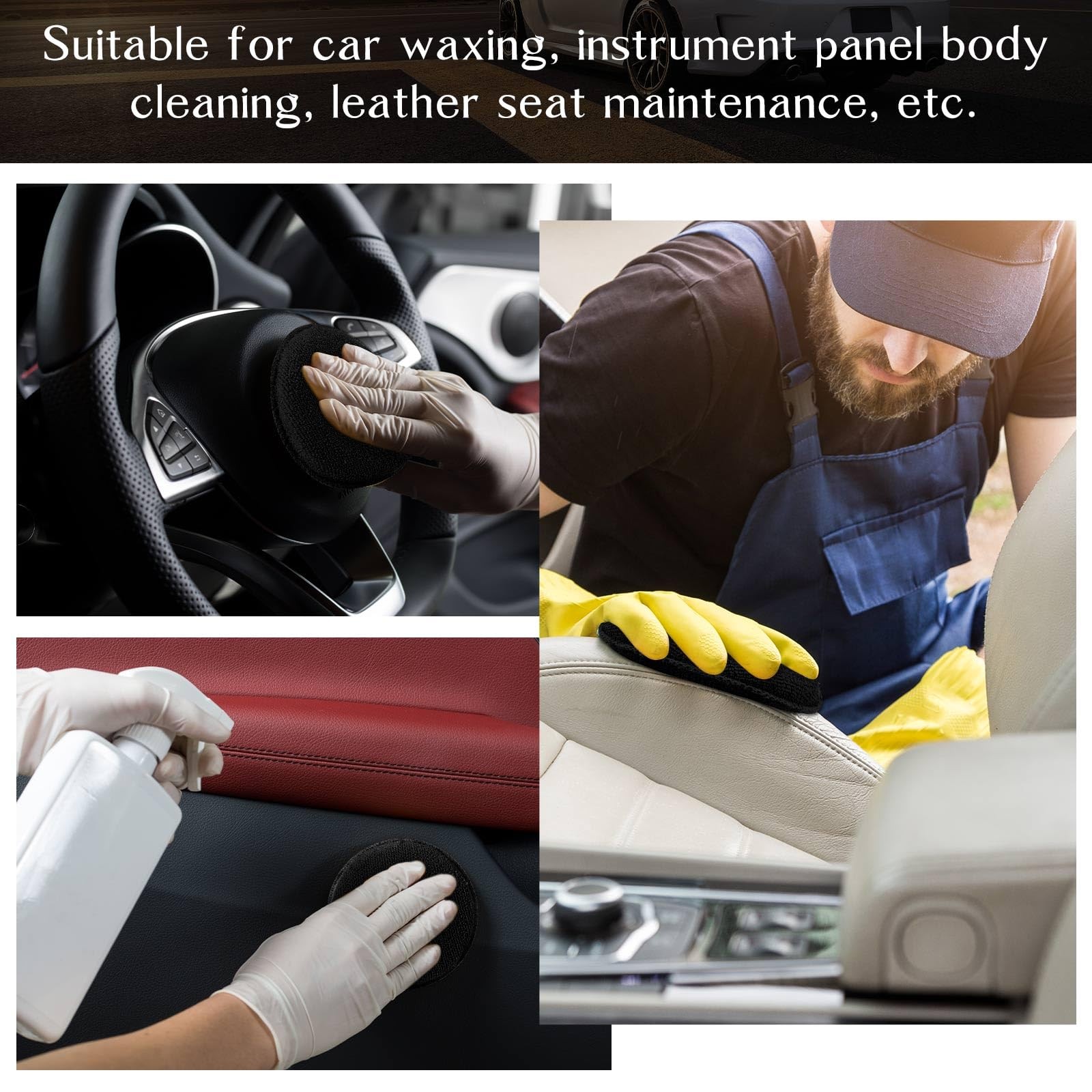 Car Detailing Microfiber Wax Applicator Wash Pads Black 5 Inch Auto 50 PCS