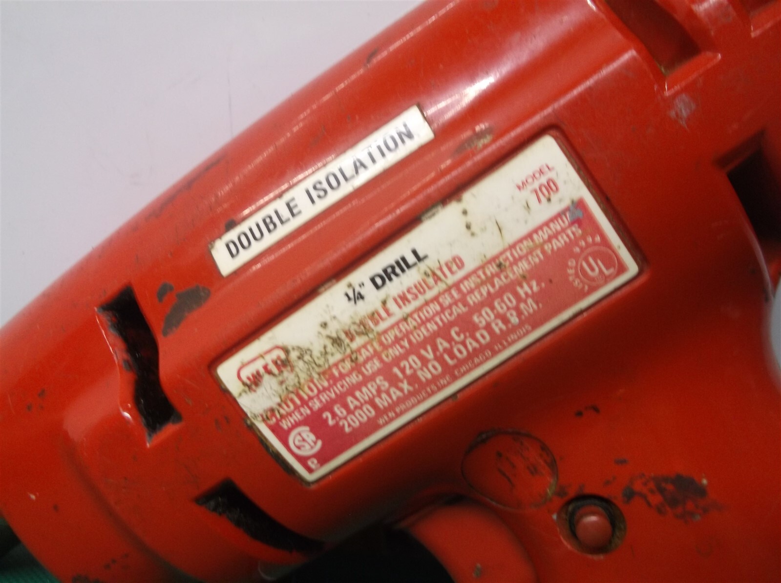 Wen 1/4&Prime; Double Insulated Drill Model 700 – 2.6 AMPS/120V.A.C. (Drill only)