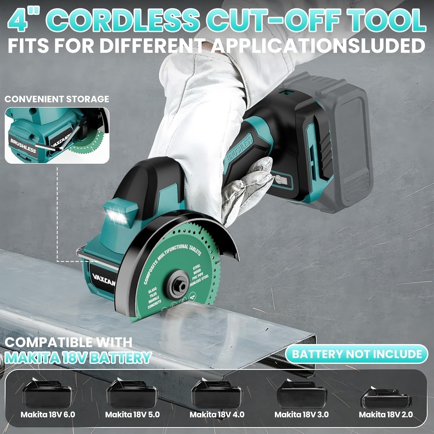 Cordless Cut off Tool Compatible with Makita Battery, 18,000 RPM Brushless Motor
