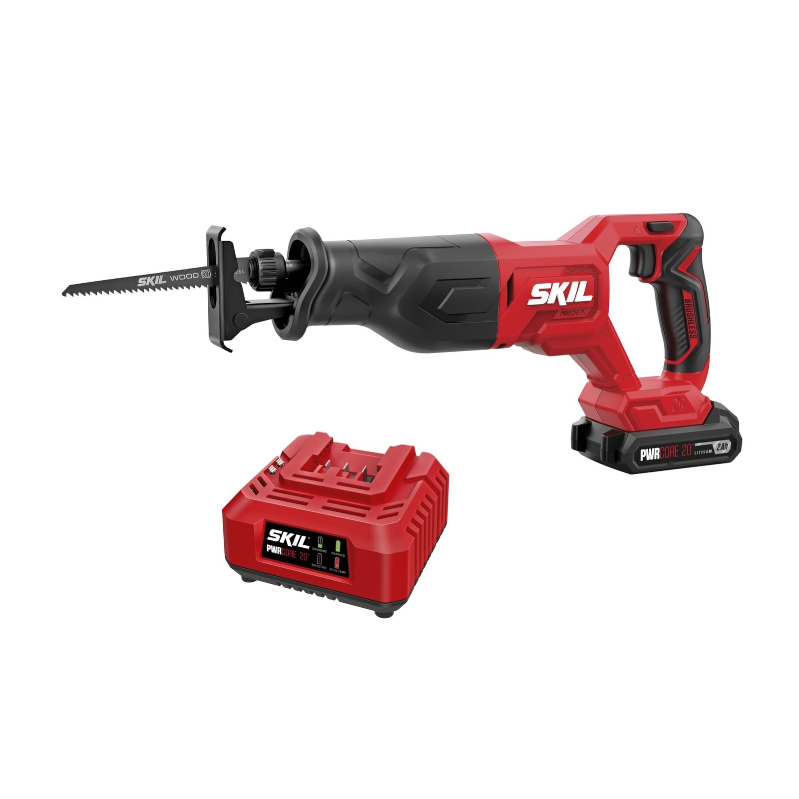 SKIL PWRCORE 20V Brushless Reciprocating Saw Kit Including 2.0Ah Battery And