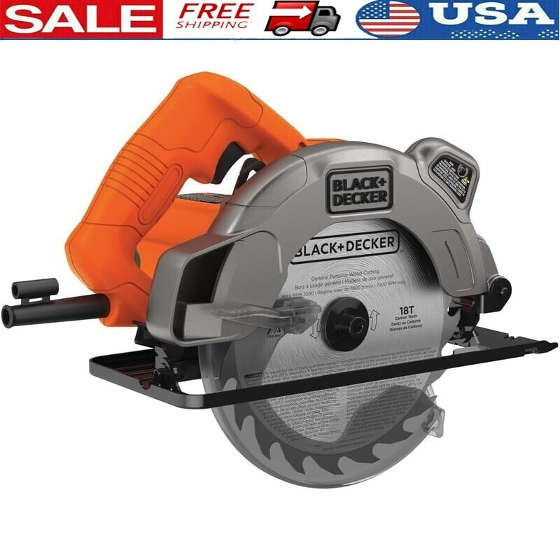Powerful 13 Amp Circular Saw W/ Laser Guide Spindle Lock Bevel Depth Adjustment