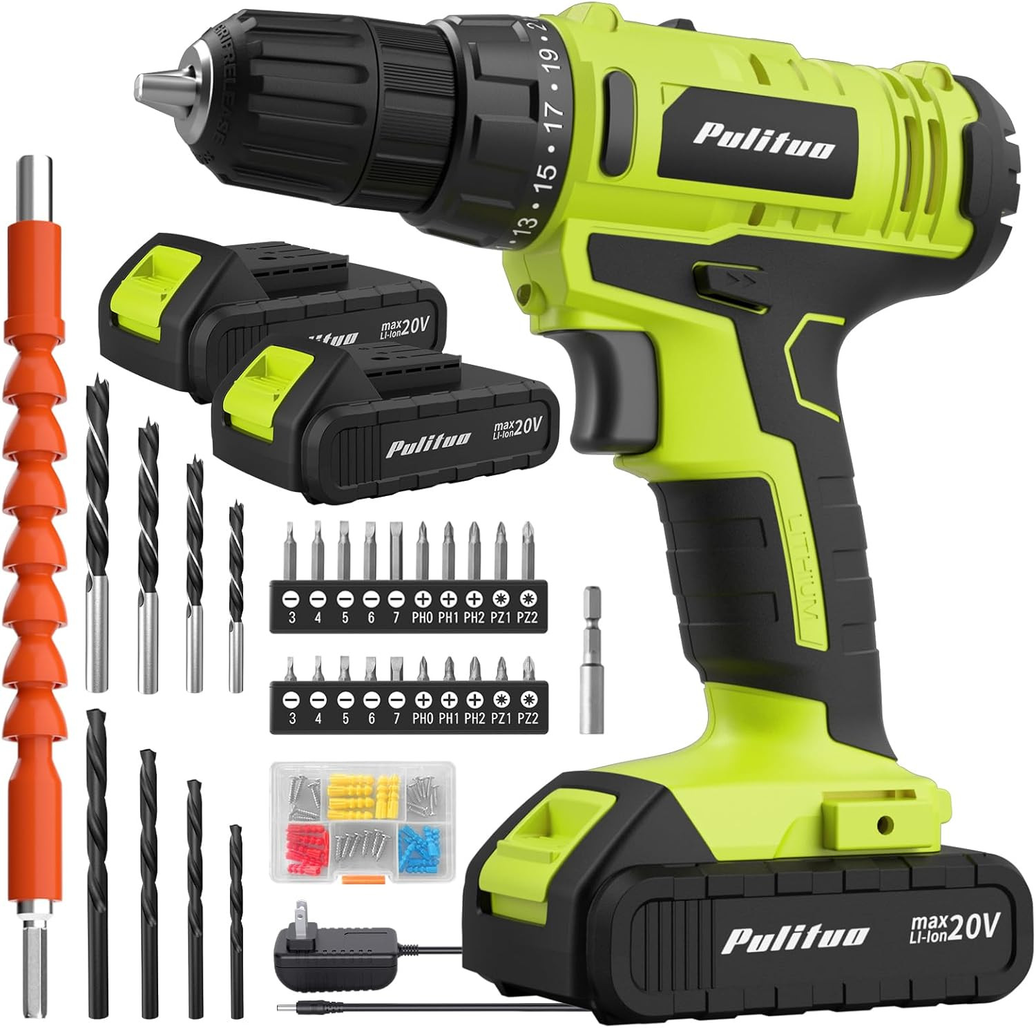 &lsquo;S 20V Cordless Drill/Driver, Electric Screwdriver – 2 Batteries, 30Nm, 21+1 Tor