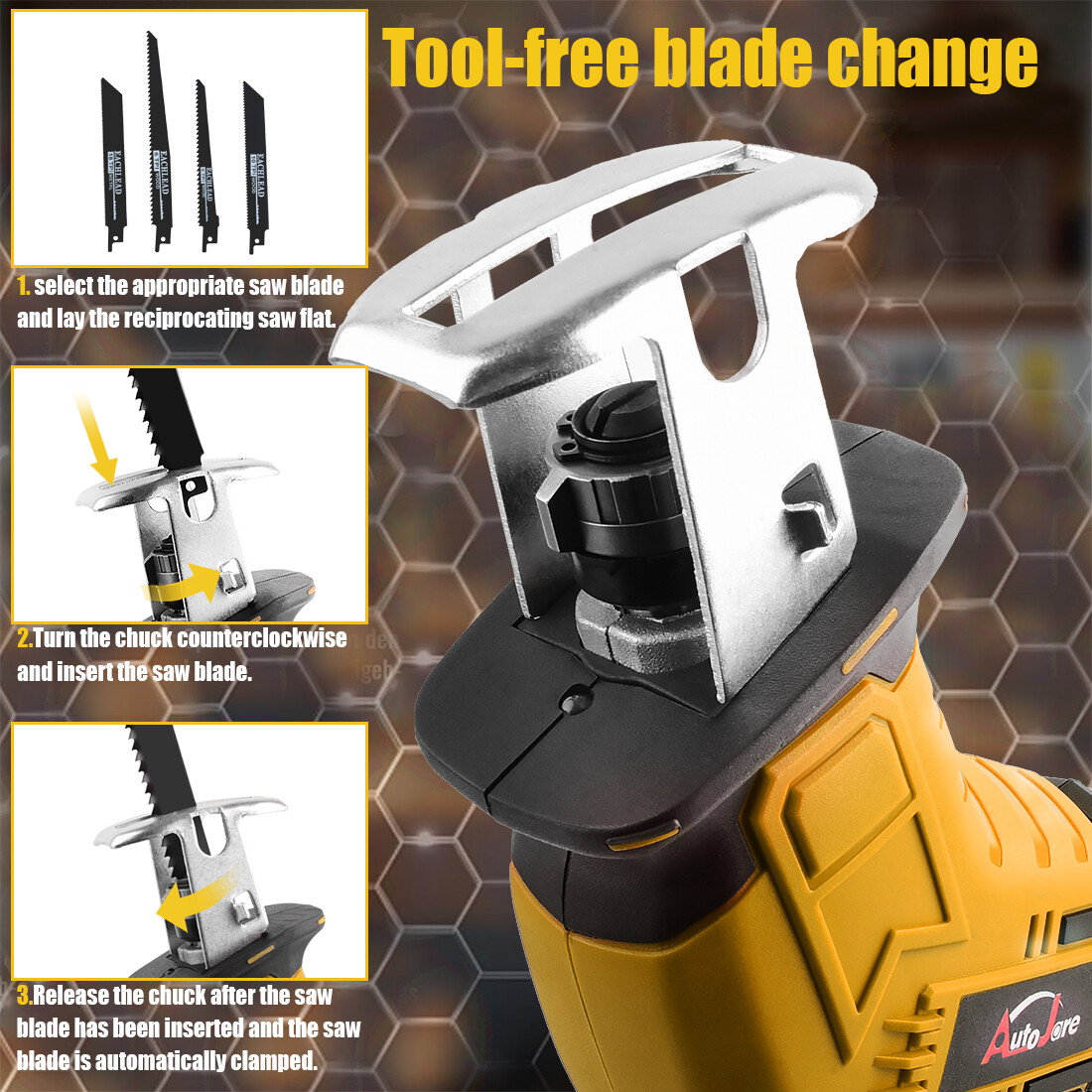 20V Brushless Reciprocating Saw for DeWalt Battery, Wood Metal PVC Cutting