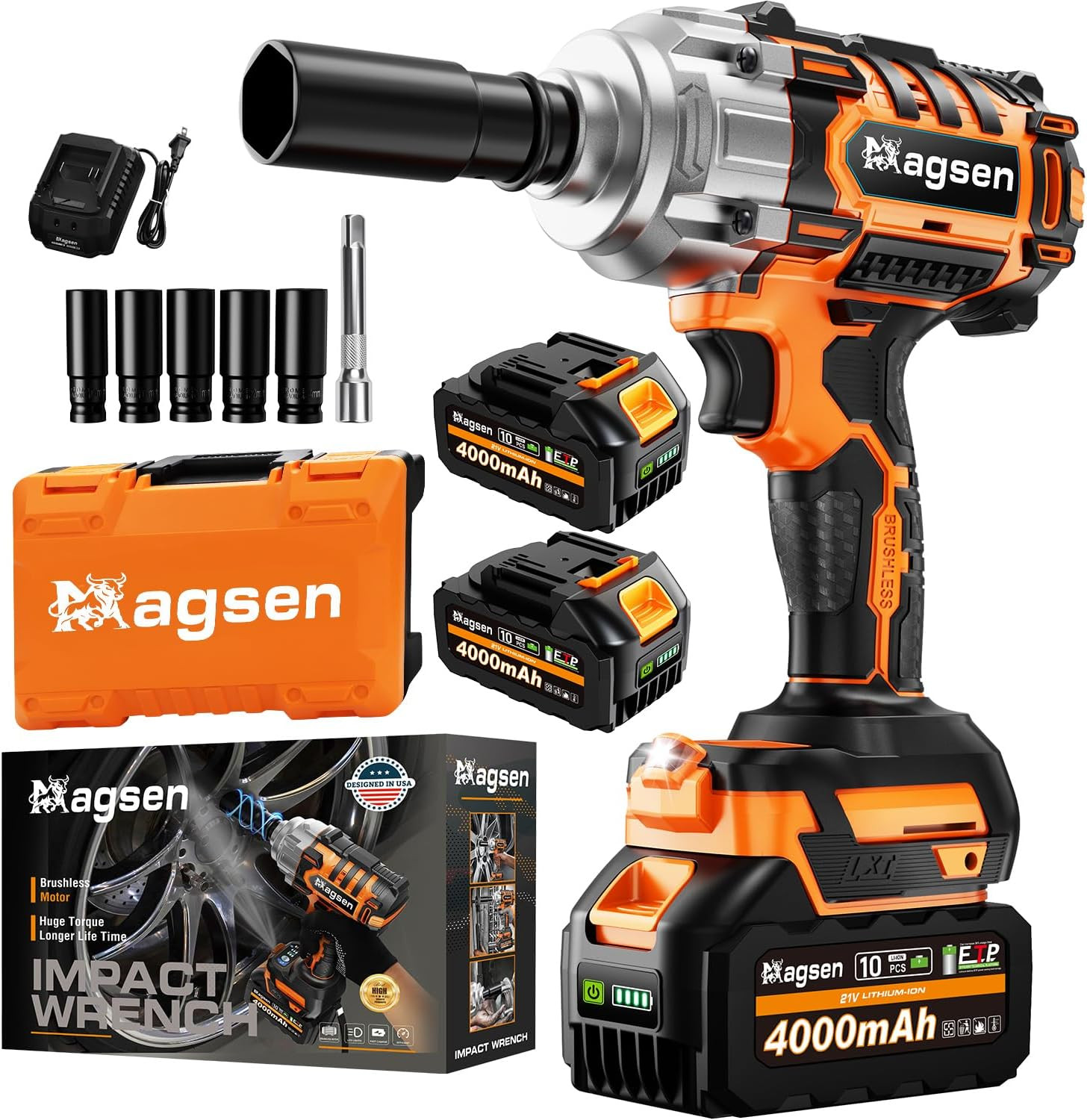 1/2&Prime; Cordless Impact Wrench, 900Ft-Lbs (1200N.M) Brushless High Torque Impact Gu