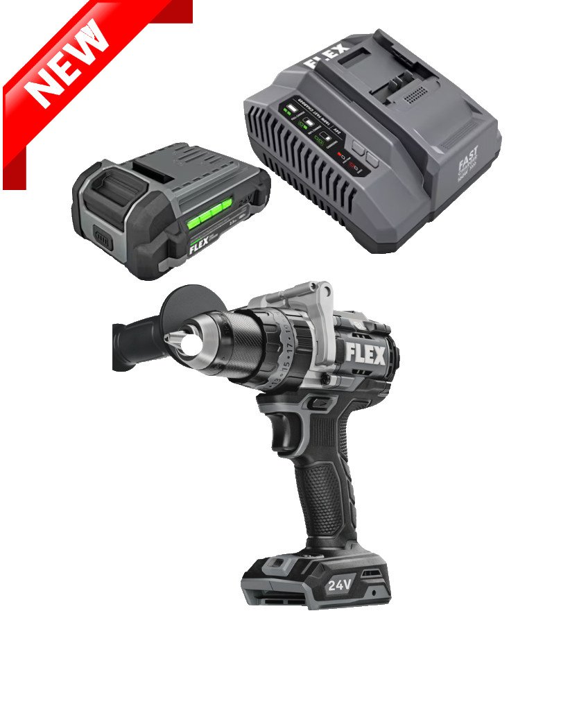 FLEX FX1271 24V 2-Speed Turbo Hammer Drill + 2.5ah Battery Kit