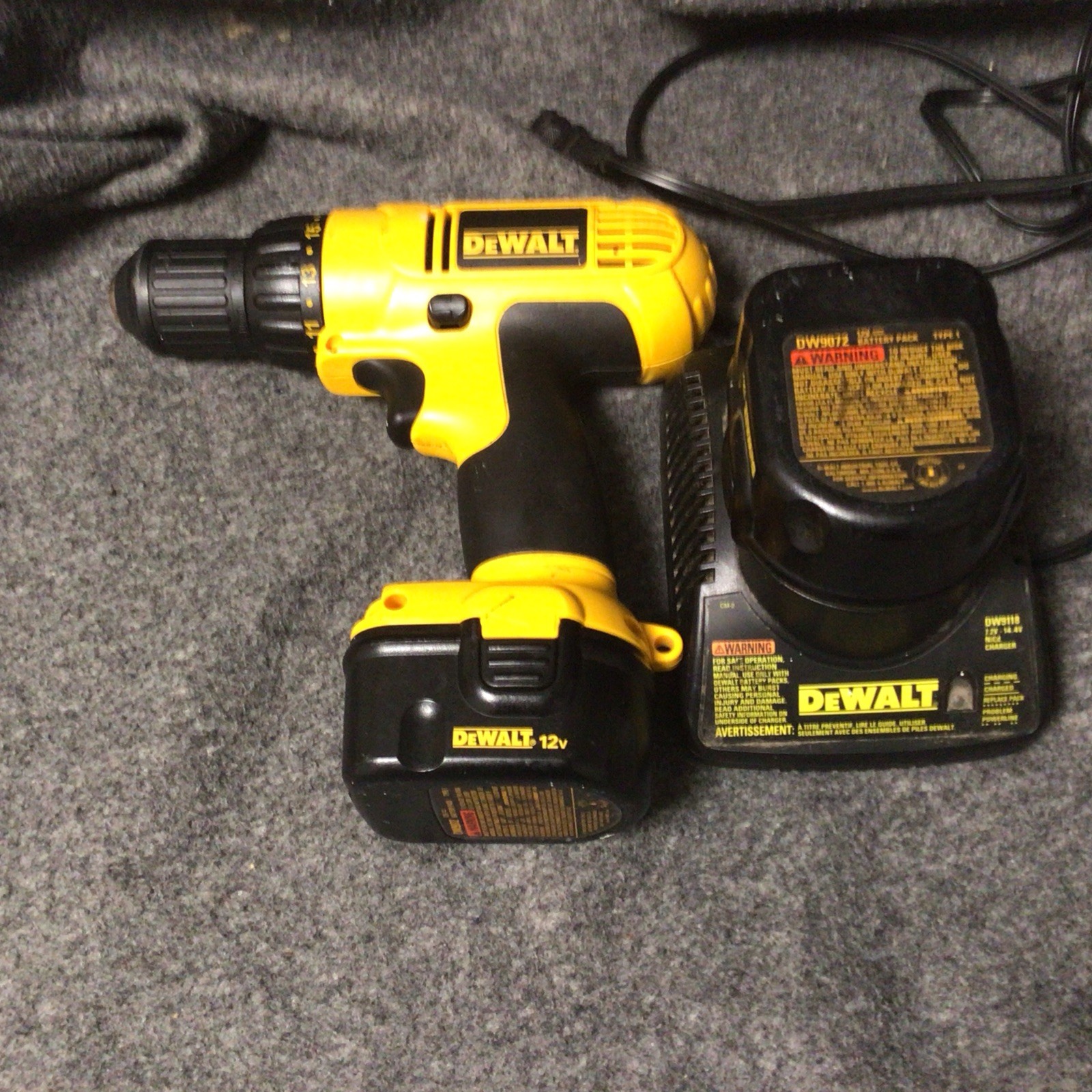 DeWALT DC742 12V XRP 3/8&Prime; Cordless Drill Driver Kit w/ Two Batteries & Charger
