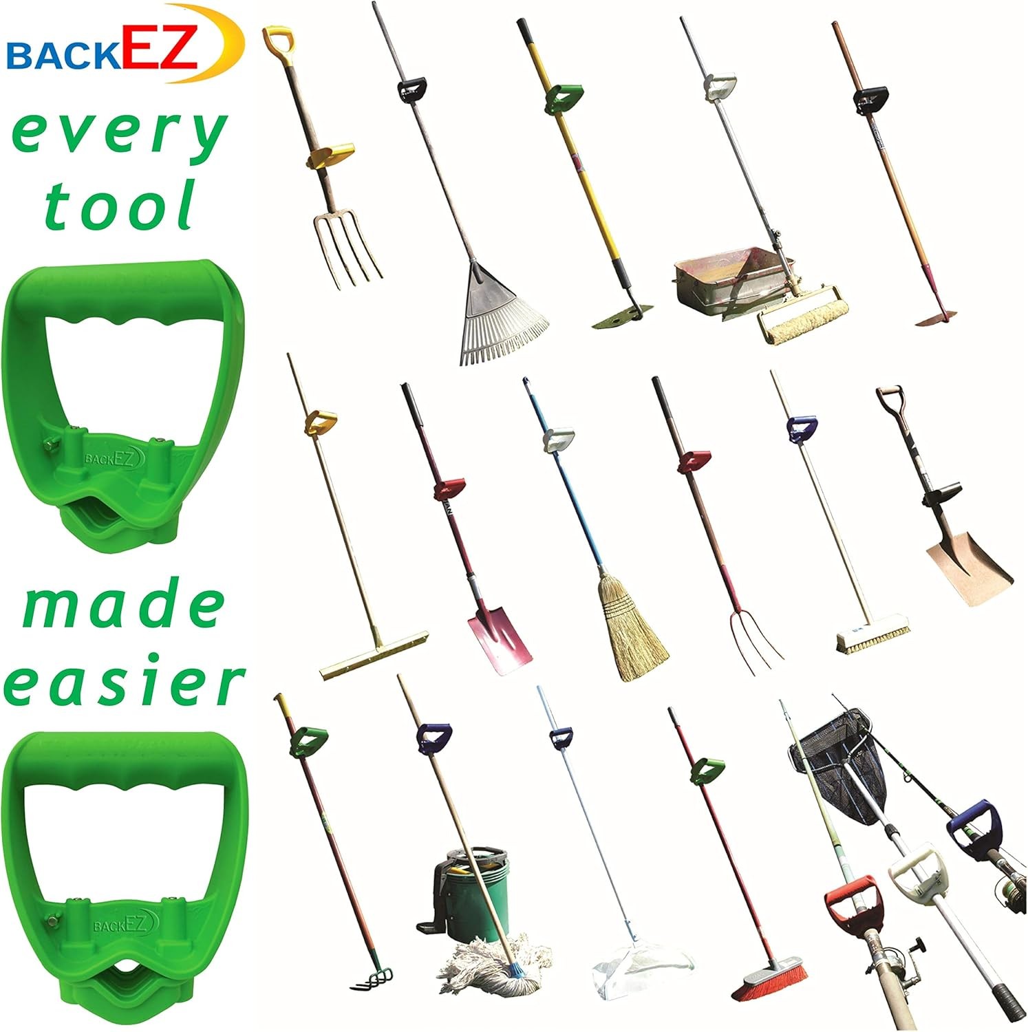 Back-Saving Tool Handle Attachment, EVR-Grip Upgrade, Labor-Saving Green
